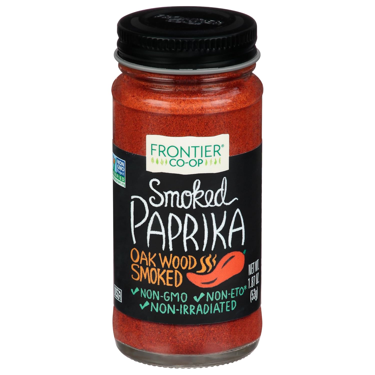 Frontier Co-op Smoked Paprika, 1.87 Ounce, Oak Wood Smoked & Ground Spanish Paprika, Deep Smokey Flavor, Kosher