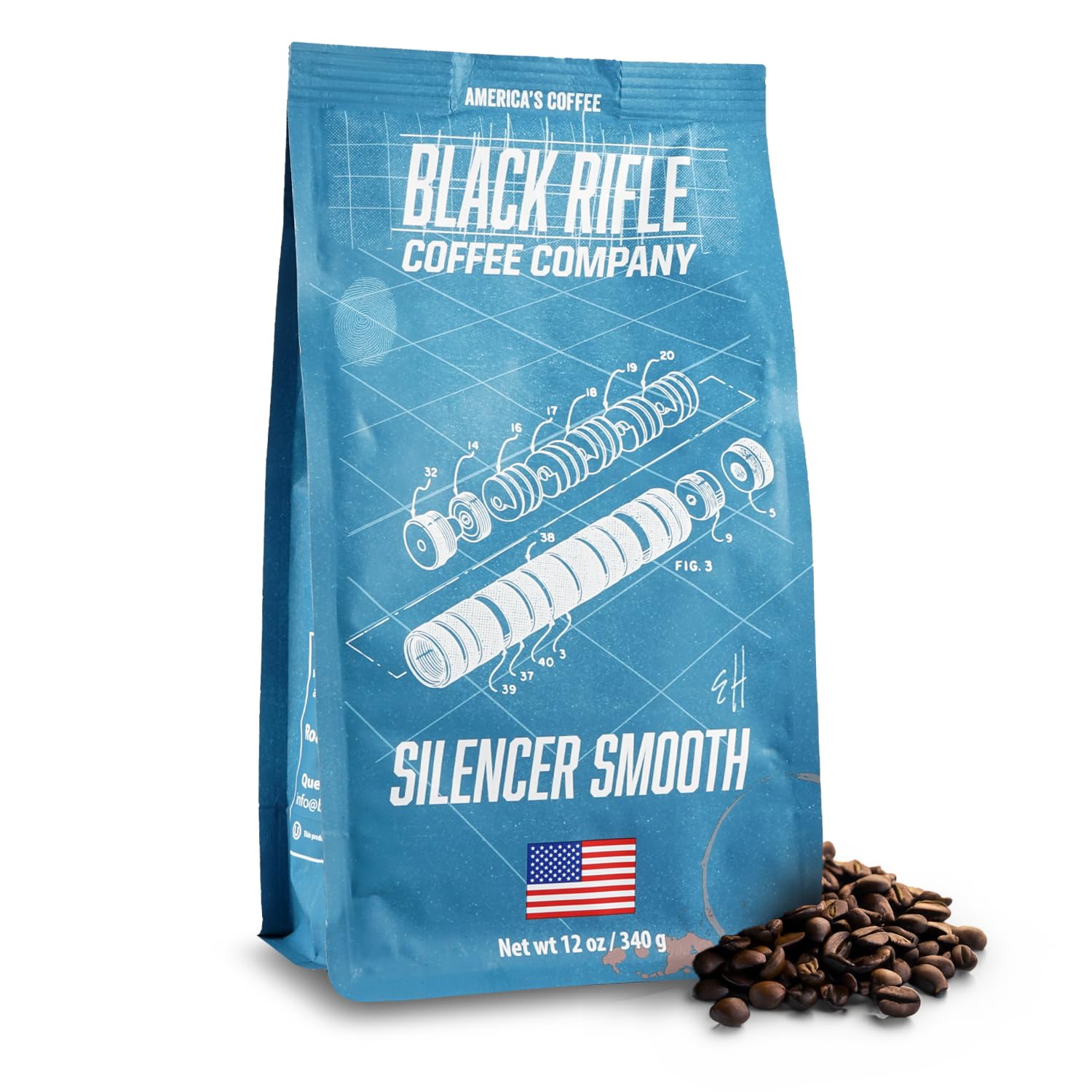 Black Rifle Coffee Company Whole Bean Light Roast - Roasted Blend Made from Pure Arabica Beans - Colombian & Brazilian Beans - Veteran Founded & American Made (Silencer Smooth, 12oz Bag)