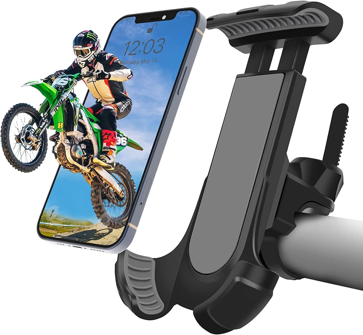 Asunby Bike Phone Mount 360°Rotatable Bike Phone Holder for Handlebars, Motorcycle Phone Mount Compatible with iPhone 1514 Galaxy 4.7-6.8'' Phone, Fits Electric/Mountain/Scooter Bikes