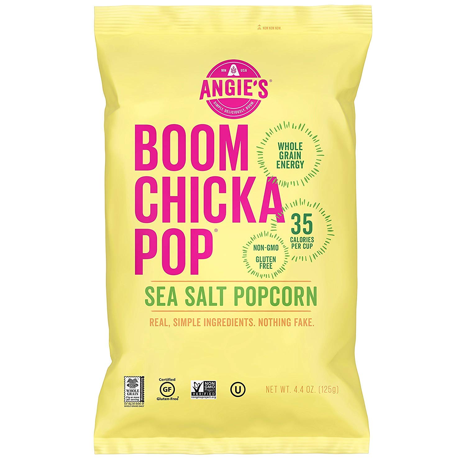 Angie's BOOMCHICKAPOP Sea Salt Popcorn, 4.4 oz. (Pack of 4)