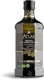 Atlas Organic Cold Pressed Moroccan Extra Virgin Olive Oil, Polyphenol Rich | EVOO From Morocco, Newly Harvested Unprocessed from One Single Family Farm | Trusted by Michelin Star Chefs | 500 mL