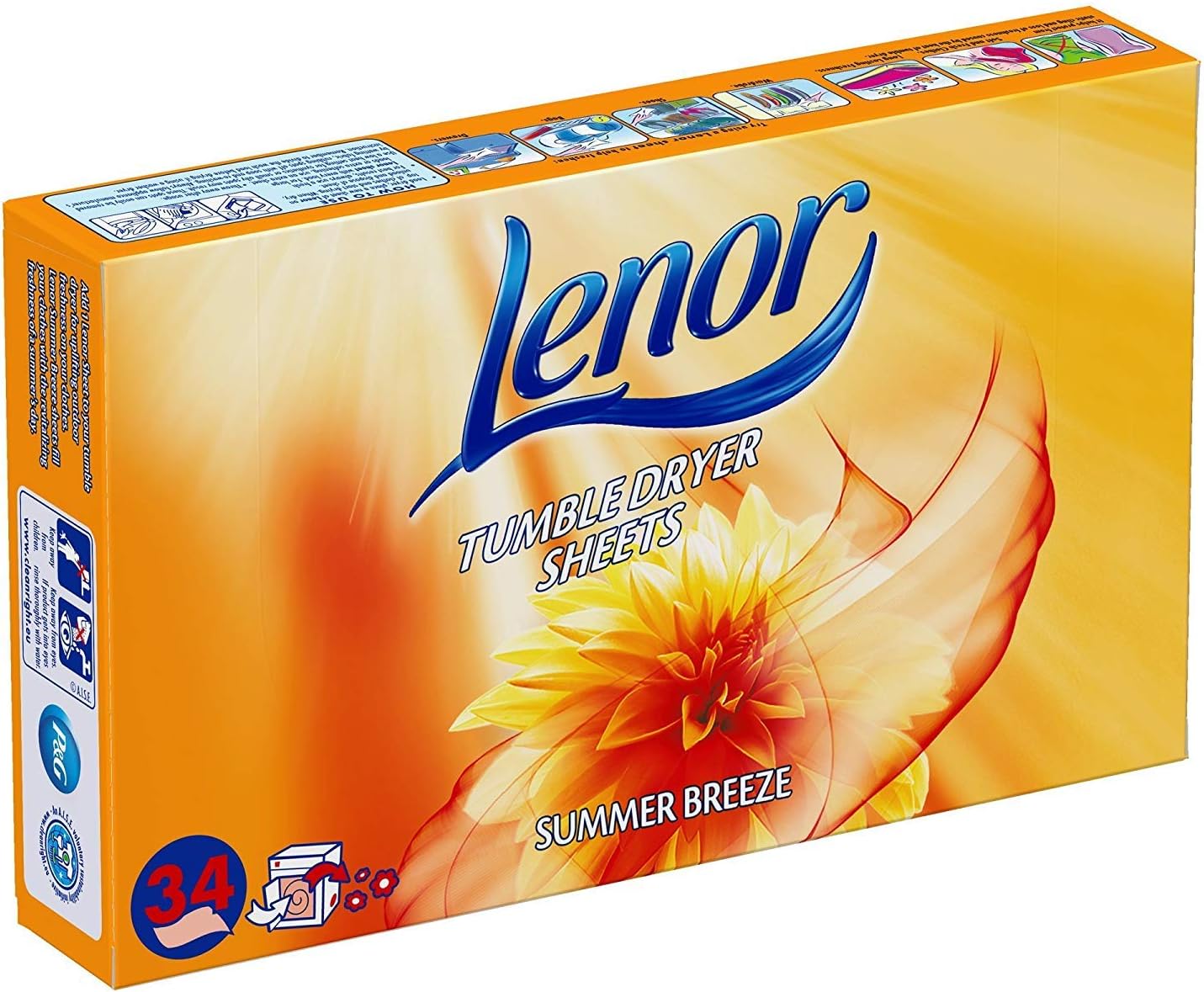 Lenor Fabric Softener Tumble Dryer Sheets Summer Breeze 408 Sheets (12 x 34 pack)