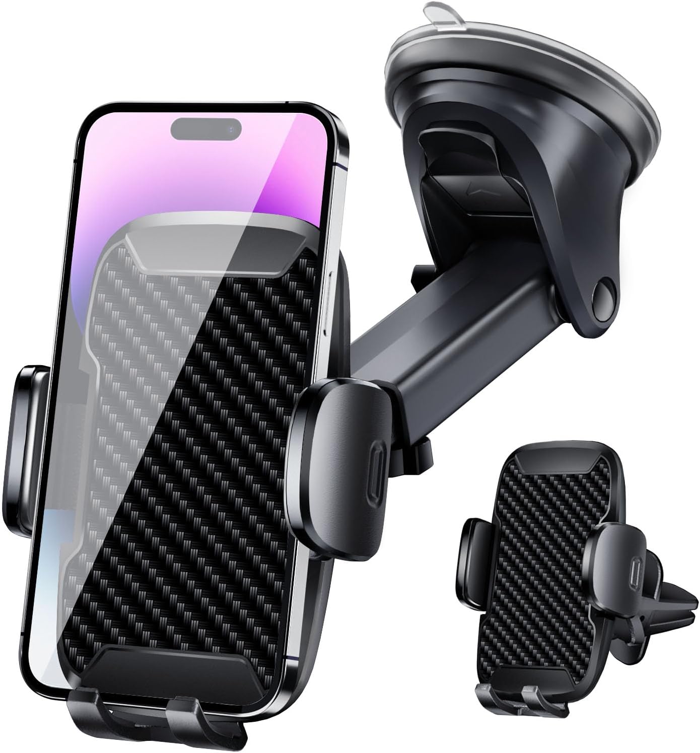 Car Phone Holder, Car Phone Mount 360° Rotation, Upgraded Version with Strong Suction Power, Phone Cradle for Dashboard/Windscreen/Air Vent, Phone Holder for all 4.0''-7.0'' Phones