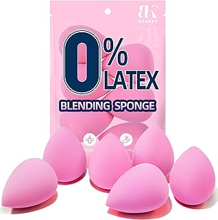 BEAKEY Super Soft Makeup Sponge Set of 6, Makeup Sponges for Foundation, Liquid, Cream and Powder, Pink Beauty Sponge for Blending, 0 Latex Blender, Halloween Makeup Tools