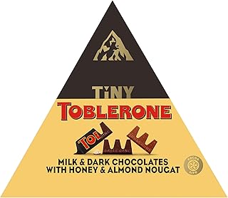 Toblerone Tiny Swiss Chocolate Gift Set, Dark Chocolate, Milk Chocolate Candy Bars with Honey & Almond Nougat, Valentines Day Chocolate Candy, 7.05 oz (25 Pieces)