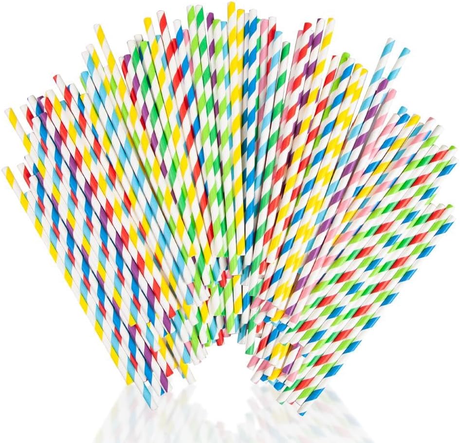 Paper Straws (250 Pack) Assorted Biodegradable Strong for Kids, Party, Juice, Milkshake Reusable StrawsCoffee Cold Drinks-Straws Drinking Paper Durable Drinking Straws Paper.