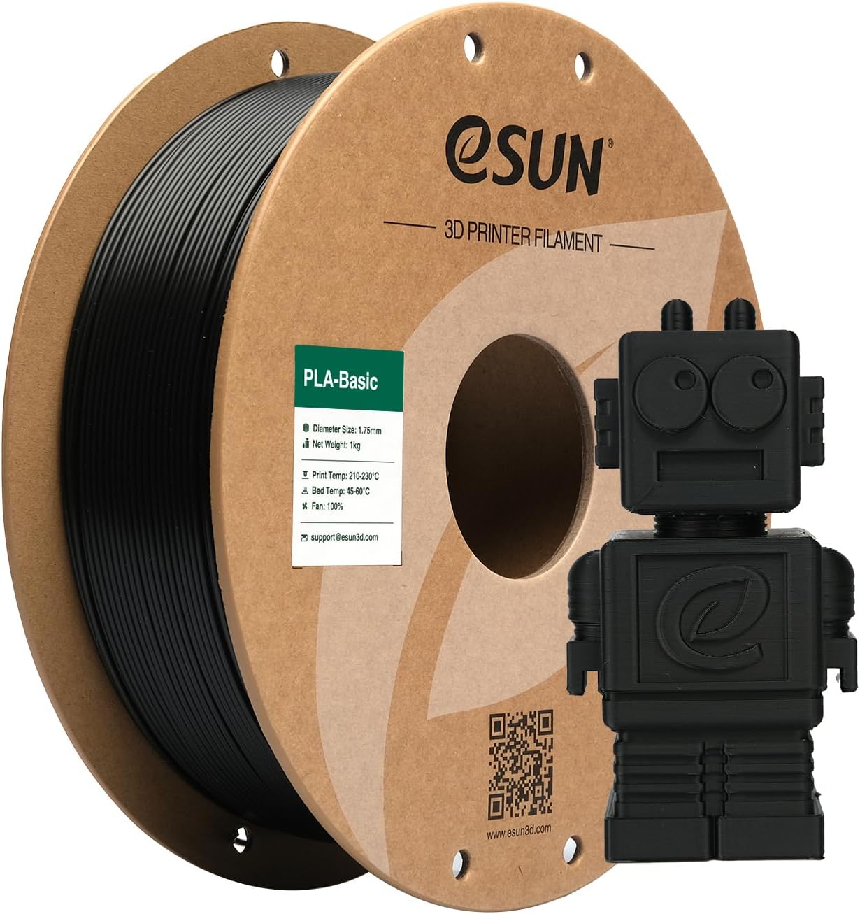 eSUN PLA Filament 1.75mm, PLA Basic Dimensional Accuracy +/- 0.05mm, 1KG Spool (2.2 LBS) Speedy Filament for 3D Printers,Black