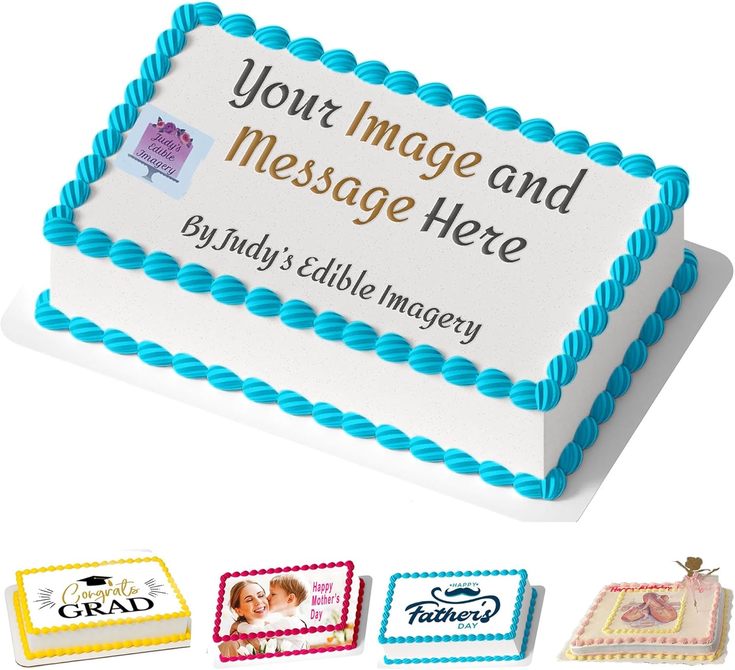 Create Your Own 1/4 Sheet - 10.5’ x 8’’ Icing Toppers - Personalized Cake Images for Birthday Wedding Graduation Special occasion - Customized Cake Topper - No Known Allergens