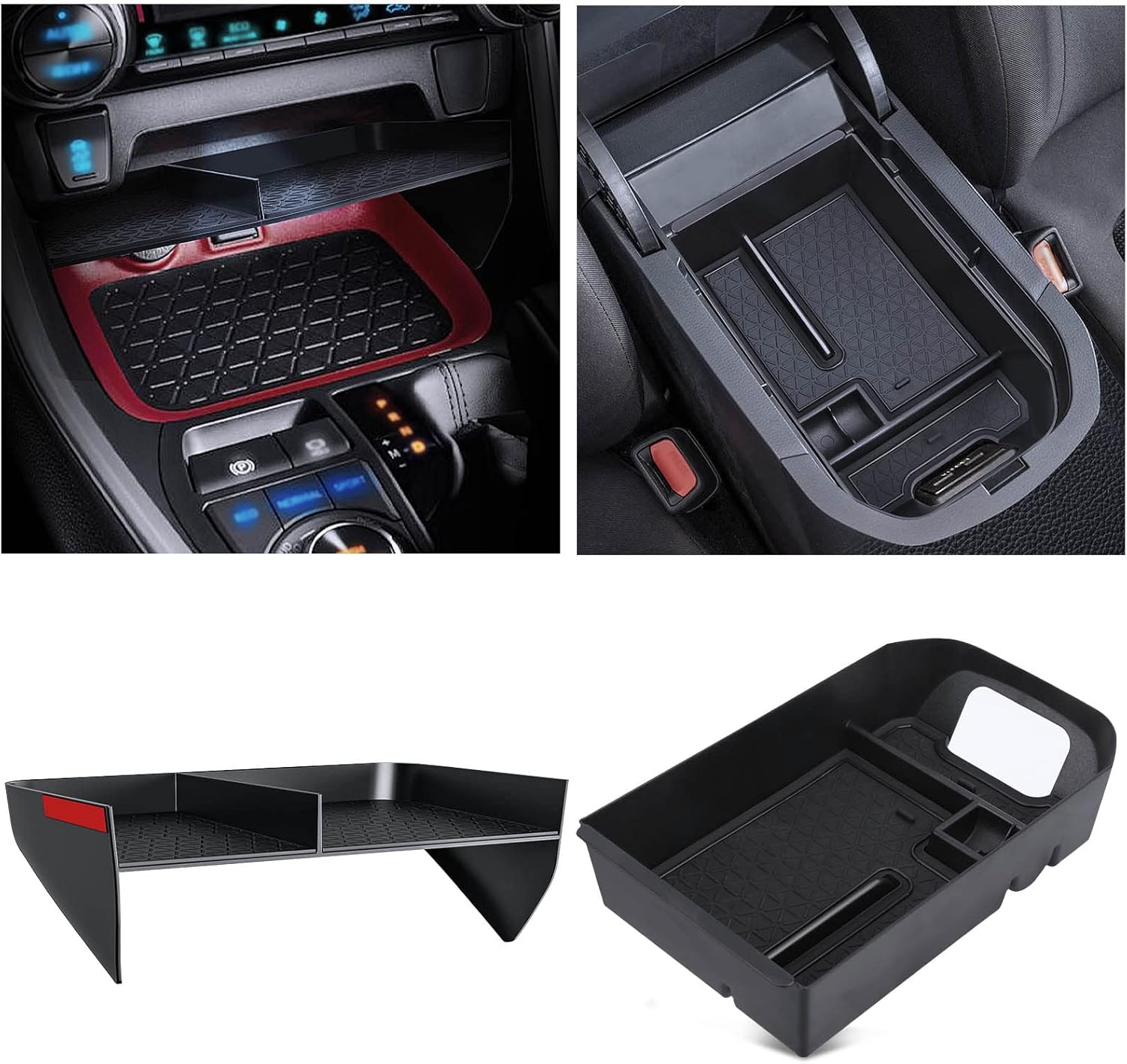 Upgraded Center Console Organizer Compatible with Toyota RAV4 2024 2023 2022 2021 2020 2019 Interior Accessories, Gear Shift Storage Tray Secondary Box Insert Divider - 2pcs