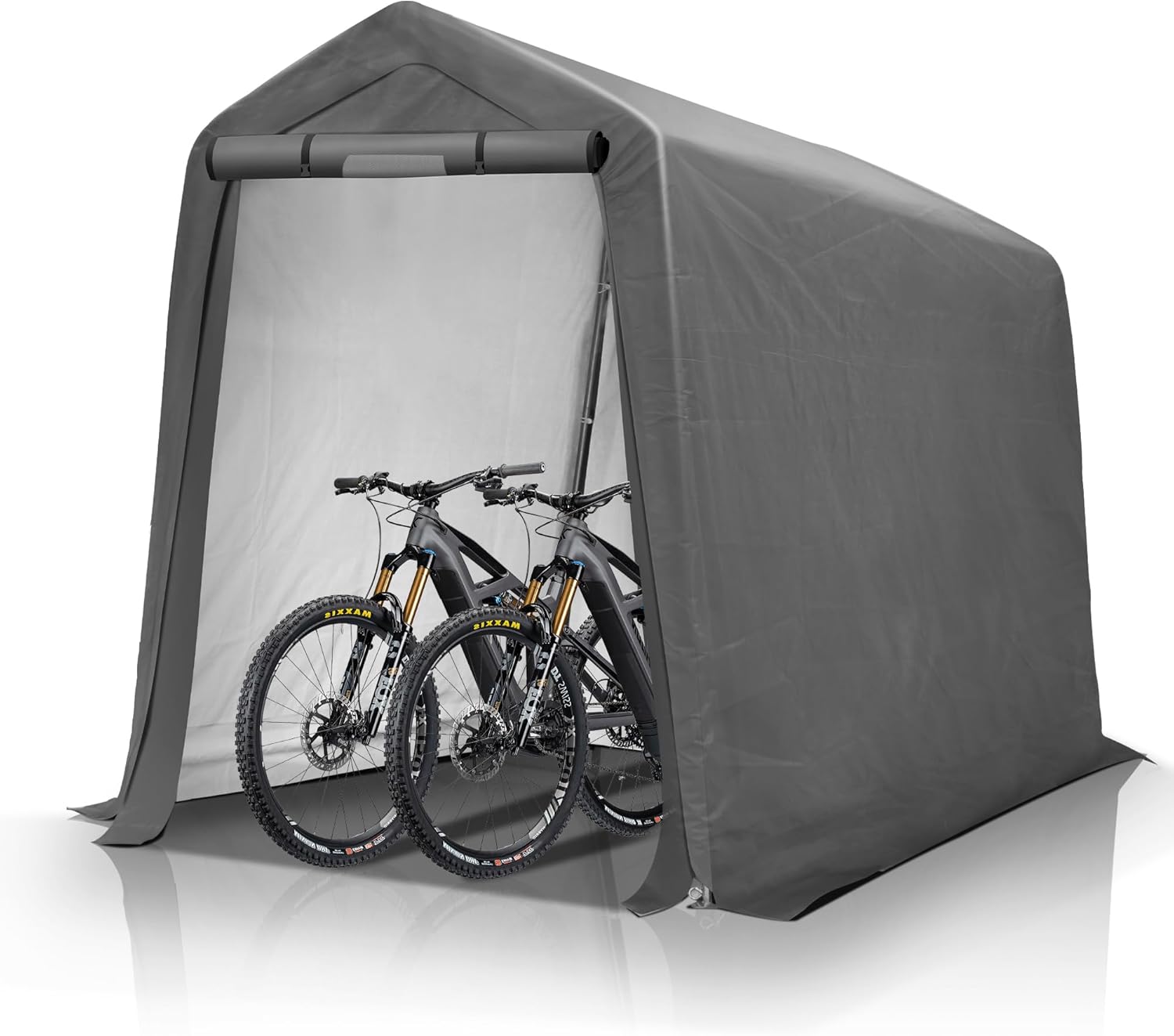 GARTOO 6' x 7' Storage Shelter - Outdoor Portable Shed with Roll-up Ventilated Windows, Heavy Duty Zipper Storage shed for Bike, ATV, Motorcycle Shelter, Gray