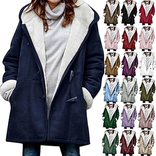 Winter Coats for Women 2024 Warm Plus Size Fleece Lined Jackets Button Down Sherpa Hooded Parka Peacoat Outerwear
