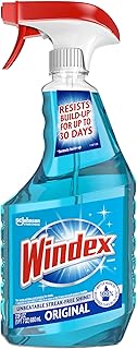 Windex Glass and Window Cleaner Spray Bottle, Packaging Designed to Prevent Leakage and Breaking, Surface Cleaning Spray, Original Blue Scent, 23 Fl Oz