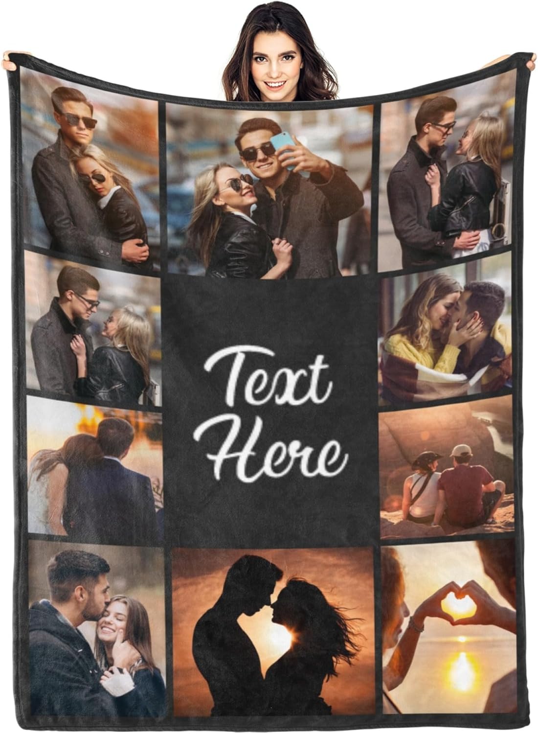 Custom Blanket with Picture Text Customized Thow Blankets Personalized Blanket Customizable Blanket Photo Blankets Customize Gifts for Mom Dad Couple Girlfriend Boyfriend Wife Husband
