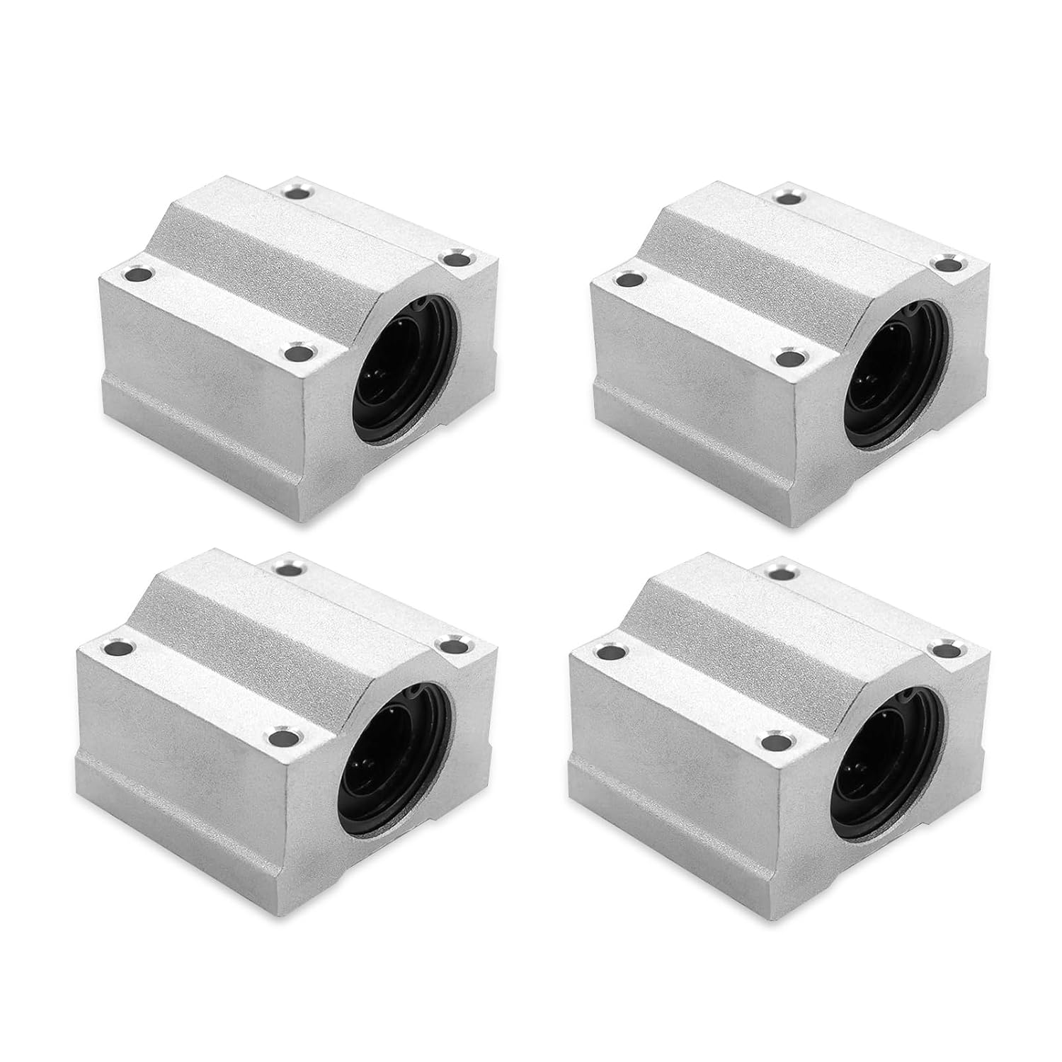 4Pcs SC16UU Linear Motion Ball Bearing Slide Block ID 16mm Aluminum Bushing Linear Rail Support Guide Shaft Bearing for Printer Parts 4 Pack