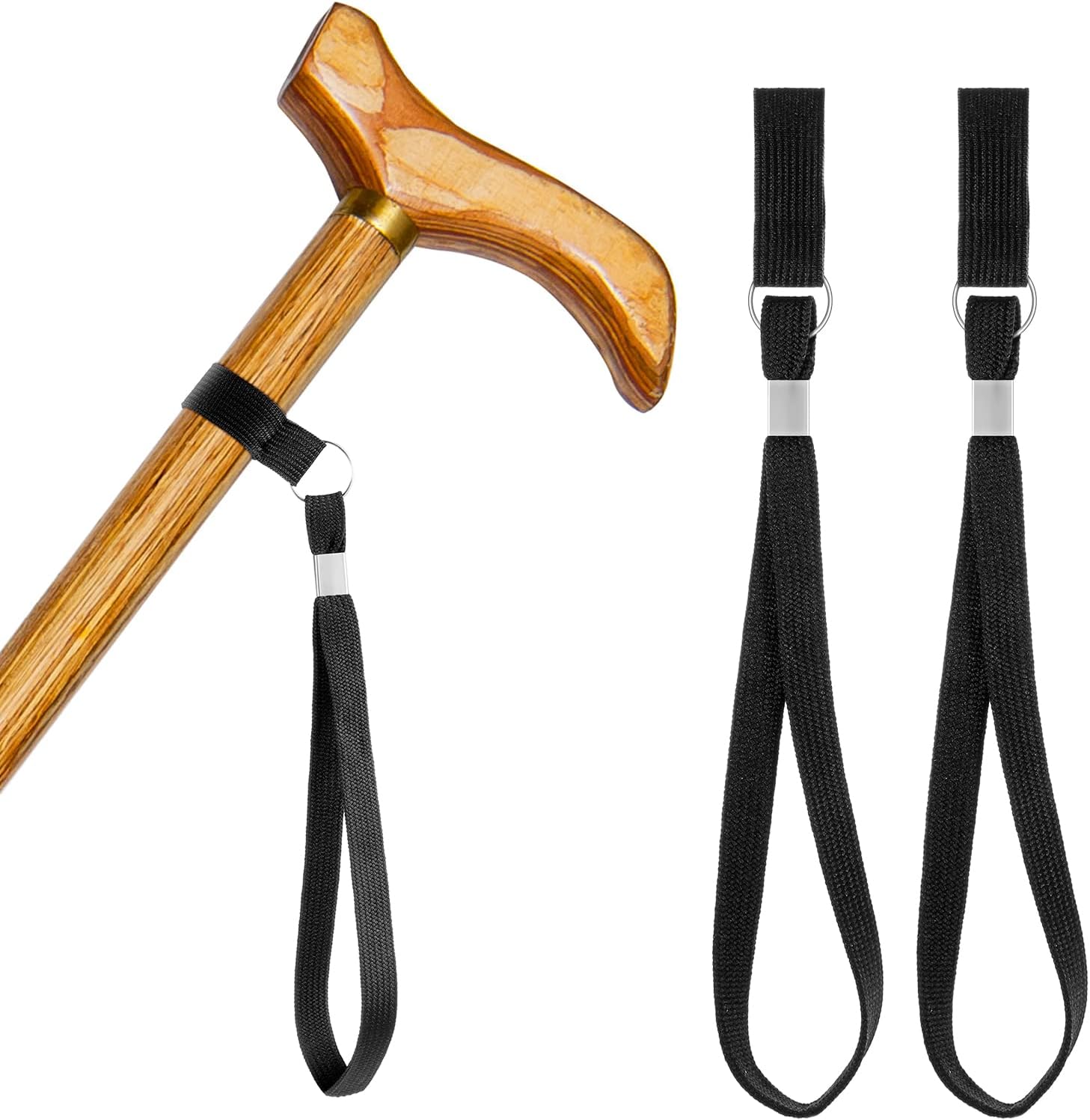 Shappy 2 Pack Wrist Loop for Walking Sticks Strap Gifts for Elderly Black Walking Stick Accessories Wrist Strap Donate Ties Crutches Holder for Nursing Homes Dad and Mom Gifts