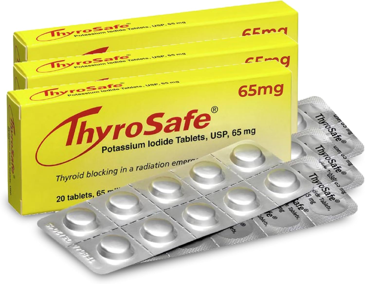 65mg Potassium Iodide Tablets (60 Pack) - Protects Your Thyroid from Nuclear Radiation Exposure