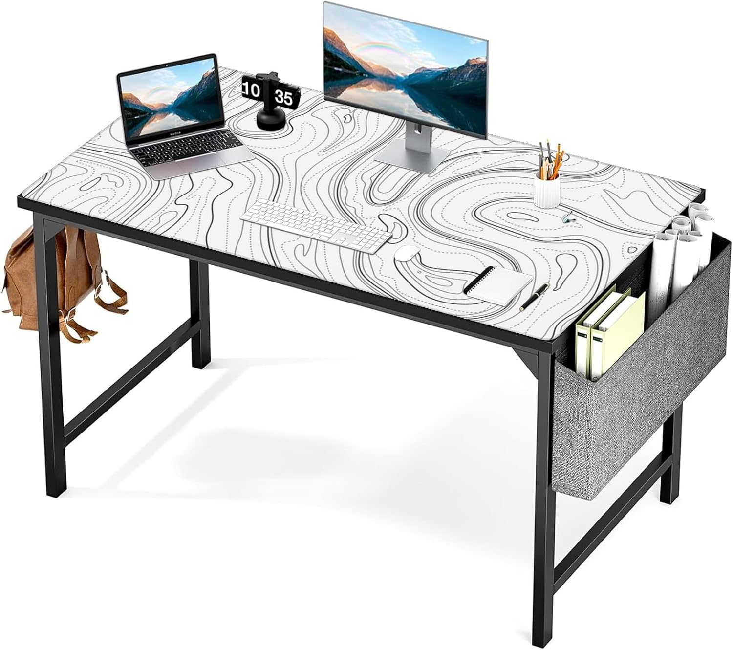 AQQA Topographic 3XL Huge Mouse Pad - Oversized (48''x24'') for Full Desk Gaming - Extra Large XXXL Mat with Super Thick Nonslip Rubber Base and Waterproof Design,(Mega,White)