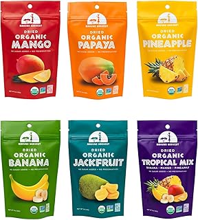 Mavuno Harvest Organic Dried Fruit Variety Pack | Dried Mango, Papaya, Pineapple, Banana, Jackfruit, & Tropical Mix | Healthy, Vegan, No Sugar Added, Non GMO Snacks for Kids & Adults | 2 Ounce, 6 Pack