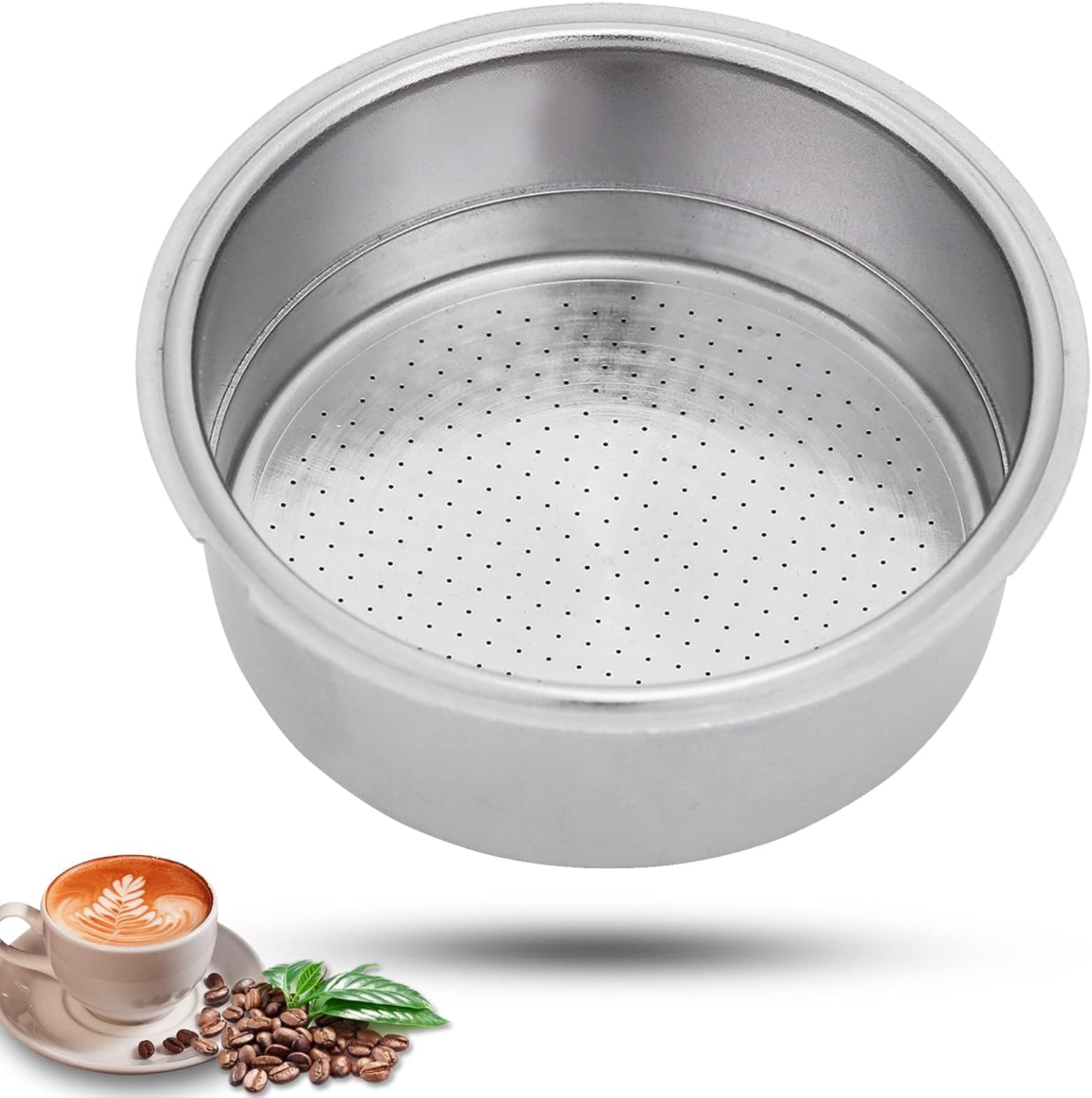 Stainless Steel Coffee Filter, 51mm Double Layer Pressurized Filter Basket Espresso Filter Basket Espresso Machine Parts for Portafilter Coffee Machine(Double Cup)