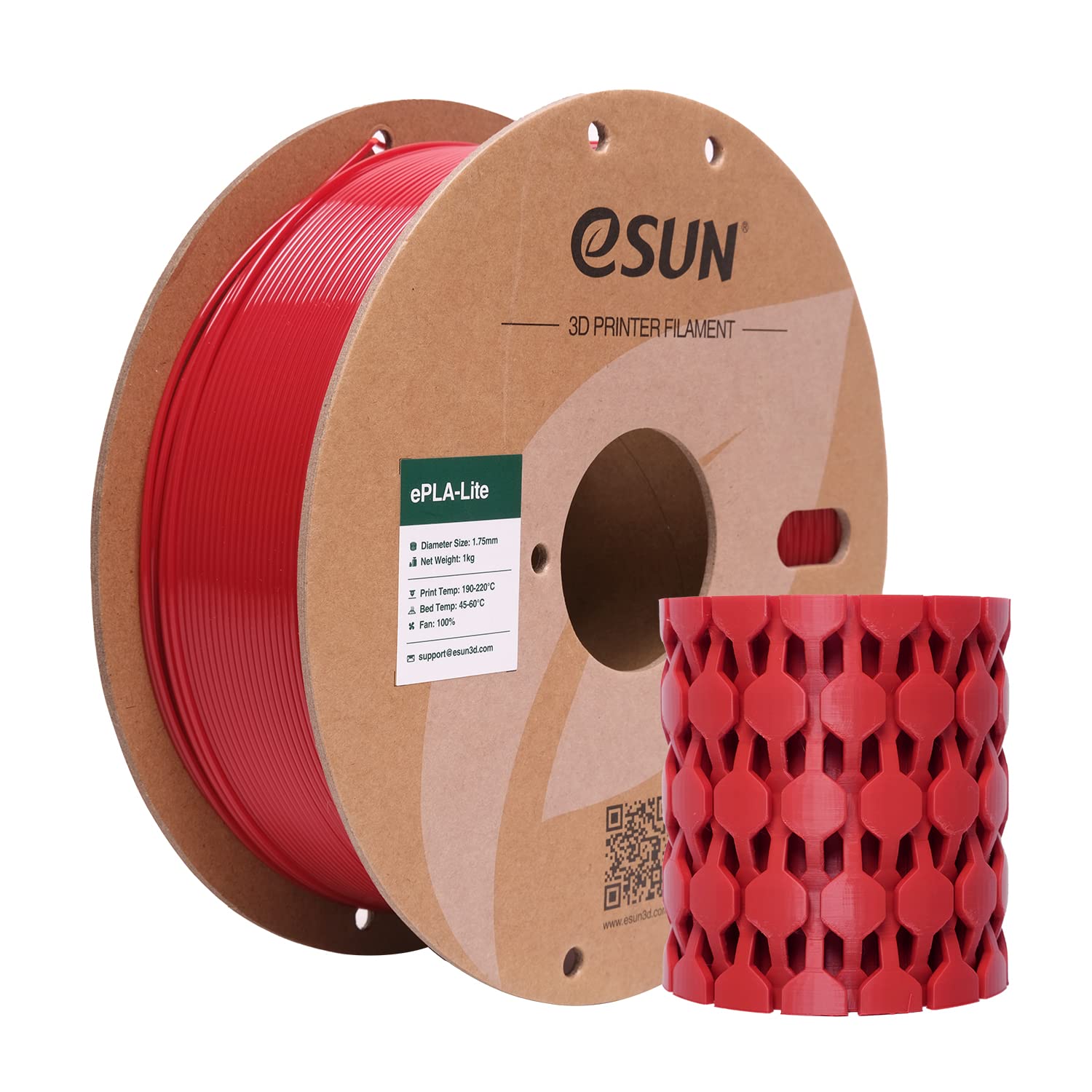 eSUN PLA Filament 1.75mm, 3D Printer Filament PLA Dimensional Accuracy +/- 0.03mm, 1KG Spool (2.2 LBS) 3D Printing Materials for Most FDM 3D Printers,Fire Engine Red