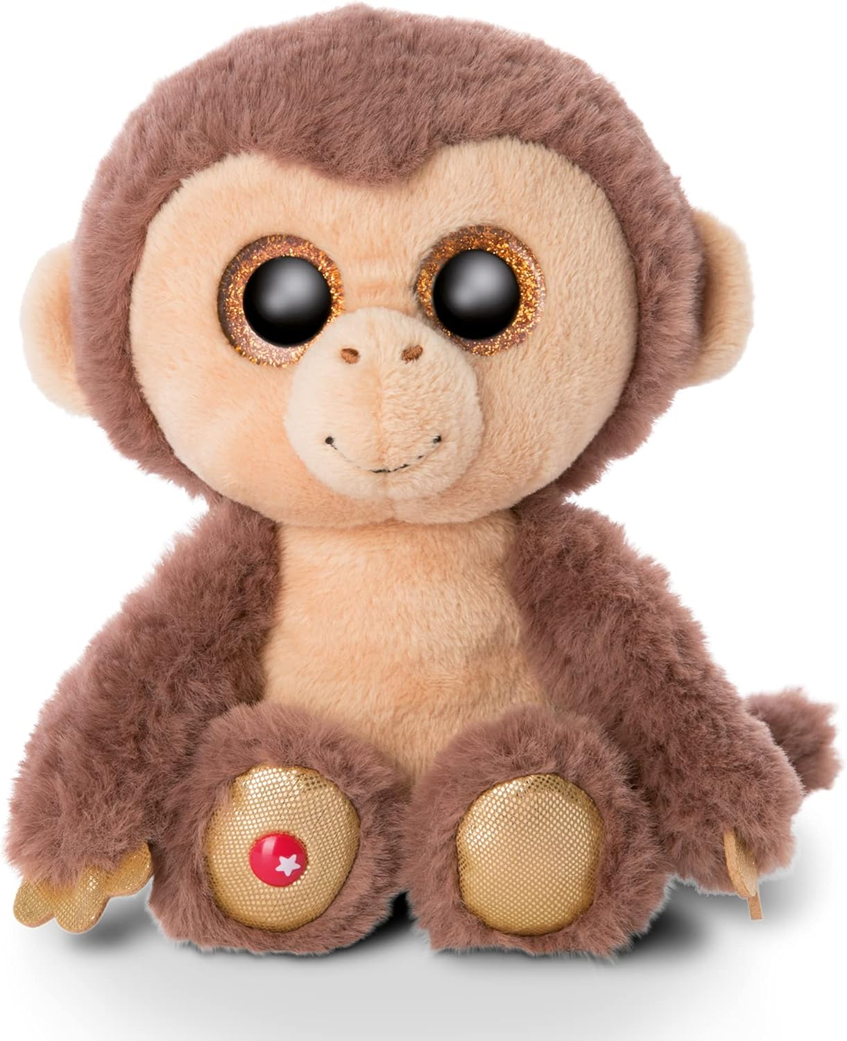 NICI 46945 safari Original – Glubschis Monkey Hobson 15 cm – Cute Cuddly Toys – Fluffy Stuffed Big Glittery Eyes – Plush Zoo Animals to Cuddle & Play, Brown/Beige