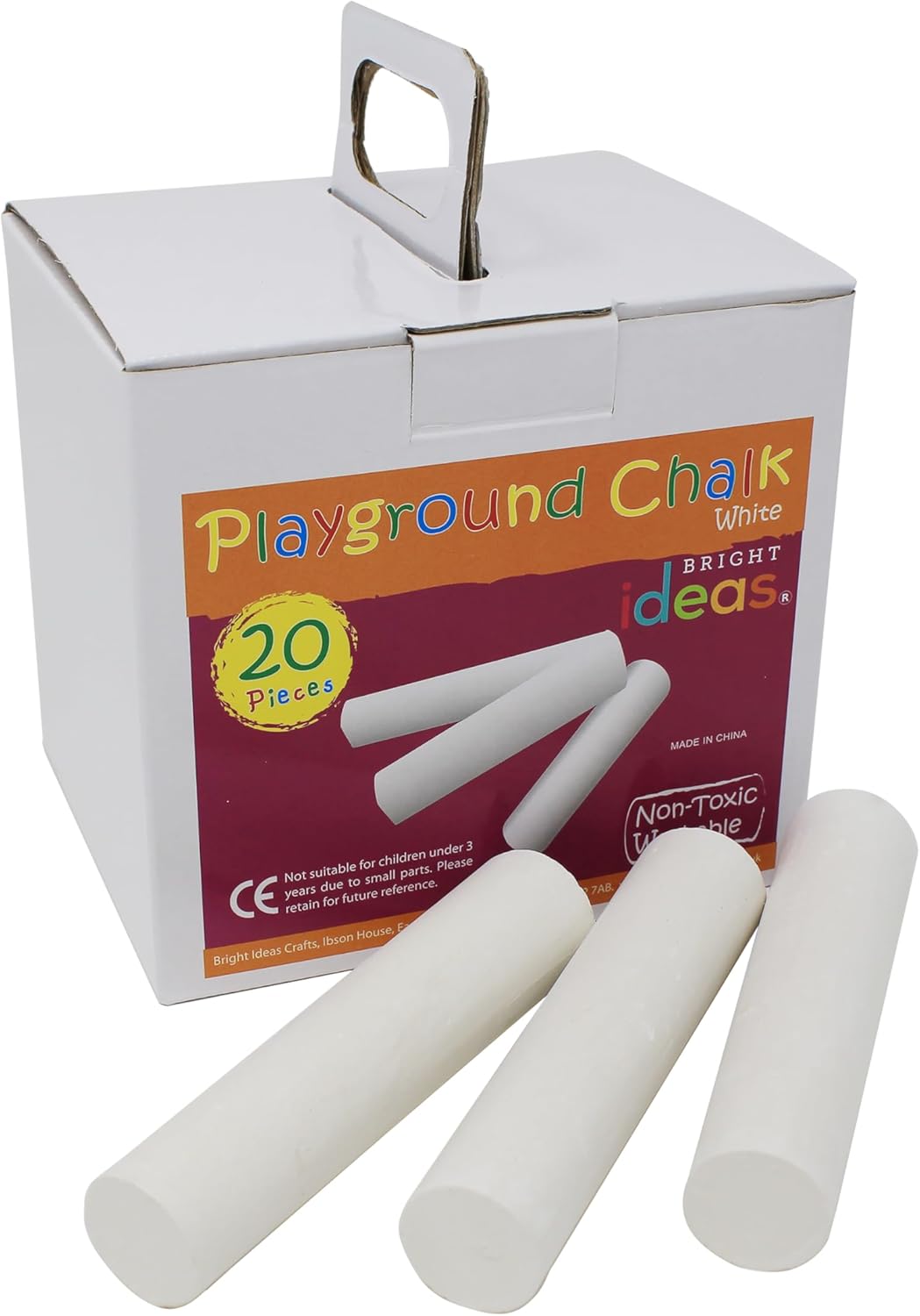 Bright Ideas Giant Playground Chalk, White, 20 chalks, 10cm, BI7984