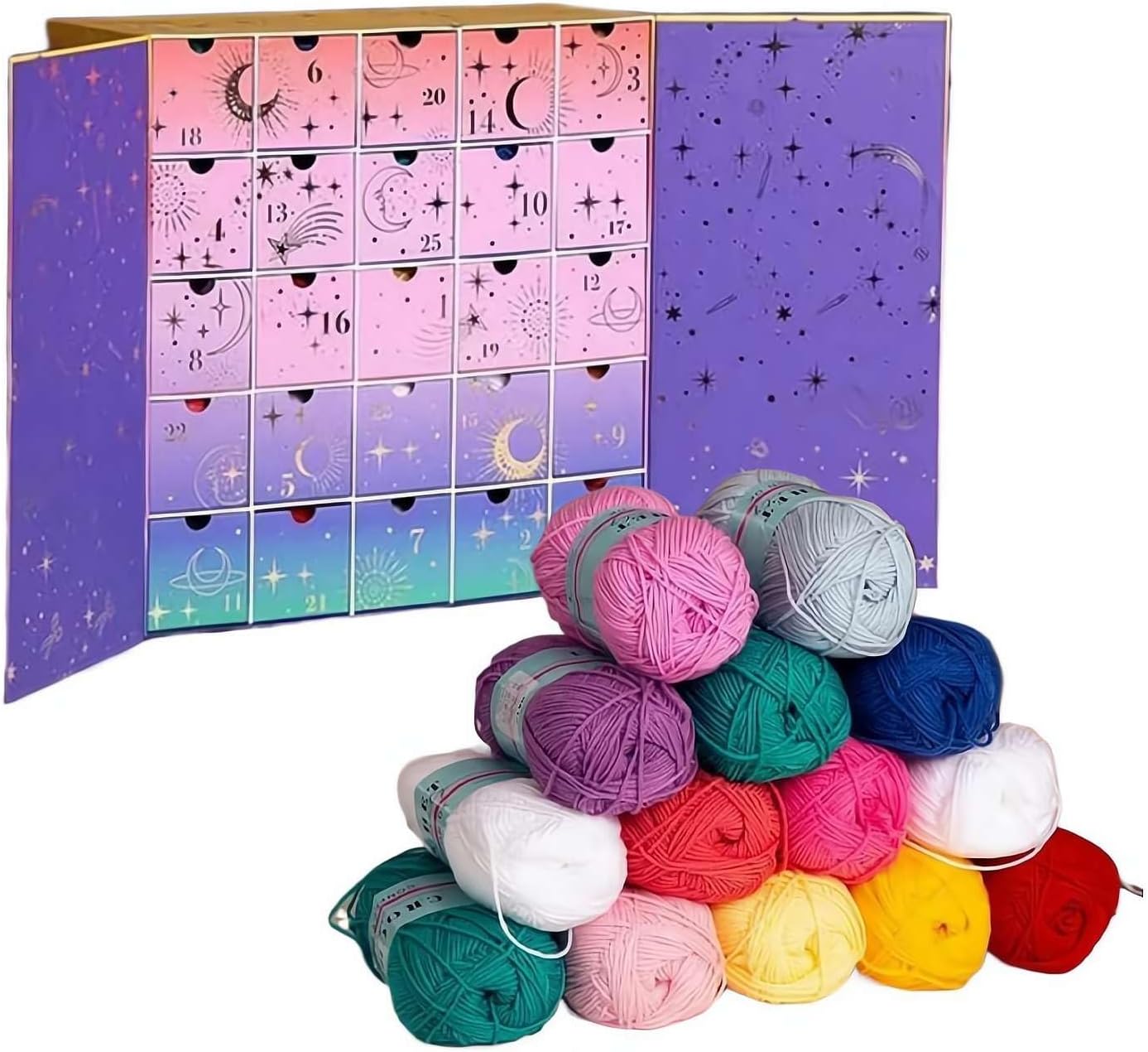 2025 Crochet Society Advent Calendar – 25-Day Countdown Kit with Acrylic Yarn, Exclusive Patterns & Tutorials, DIY Craft Gift for Crocheters