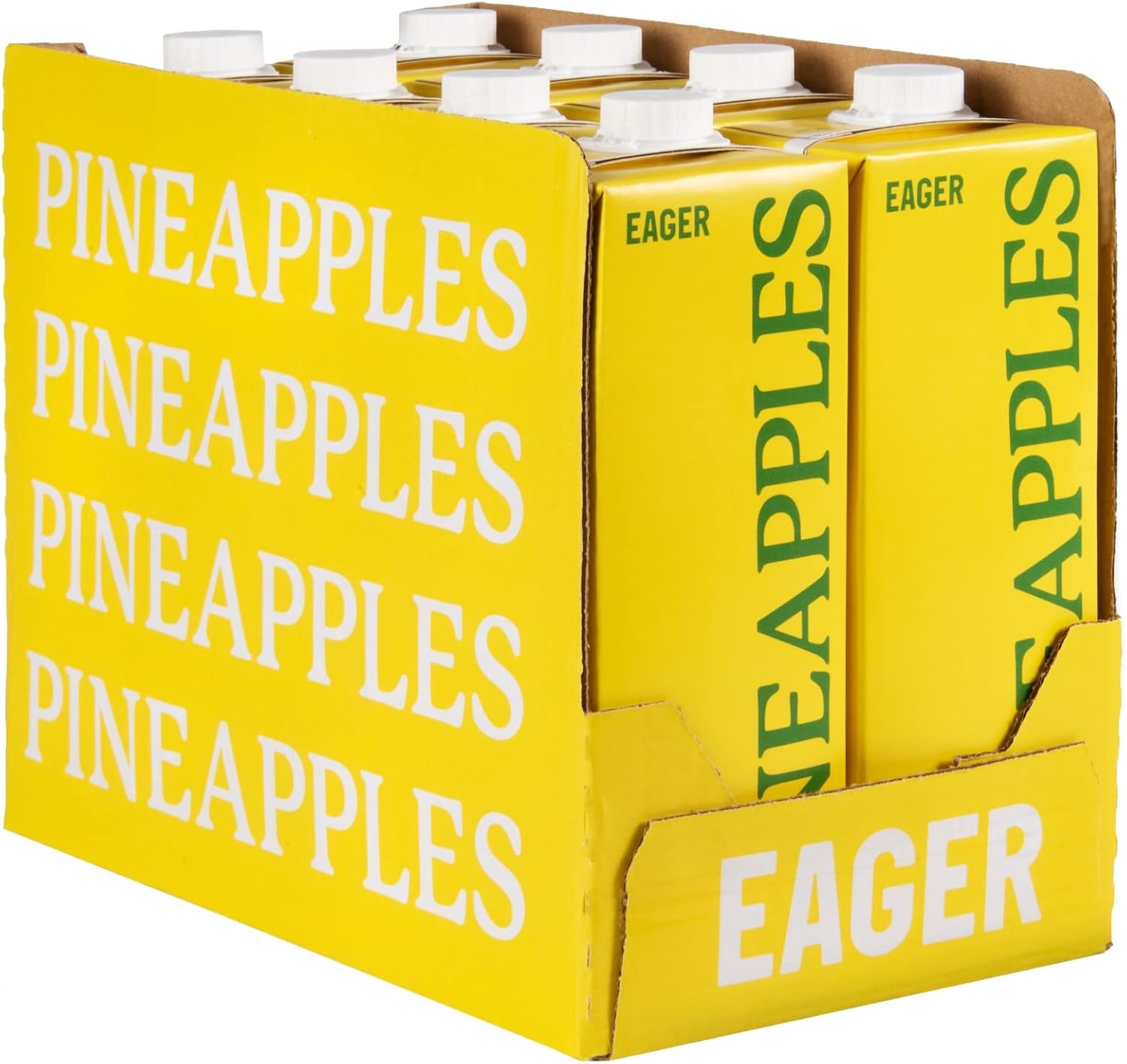 Eager Cloudy Pineapple Juice 100% Pressed, Refreshing Fruit Drink, NFC Not From Concentrate, 1 Litre (Pack of 8)