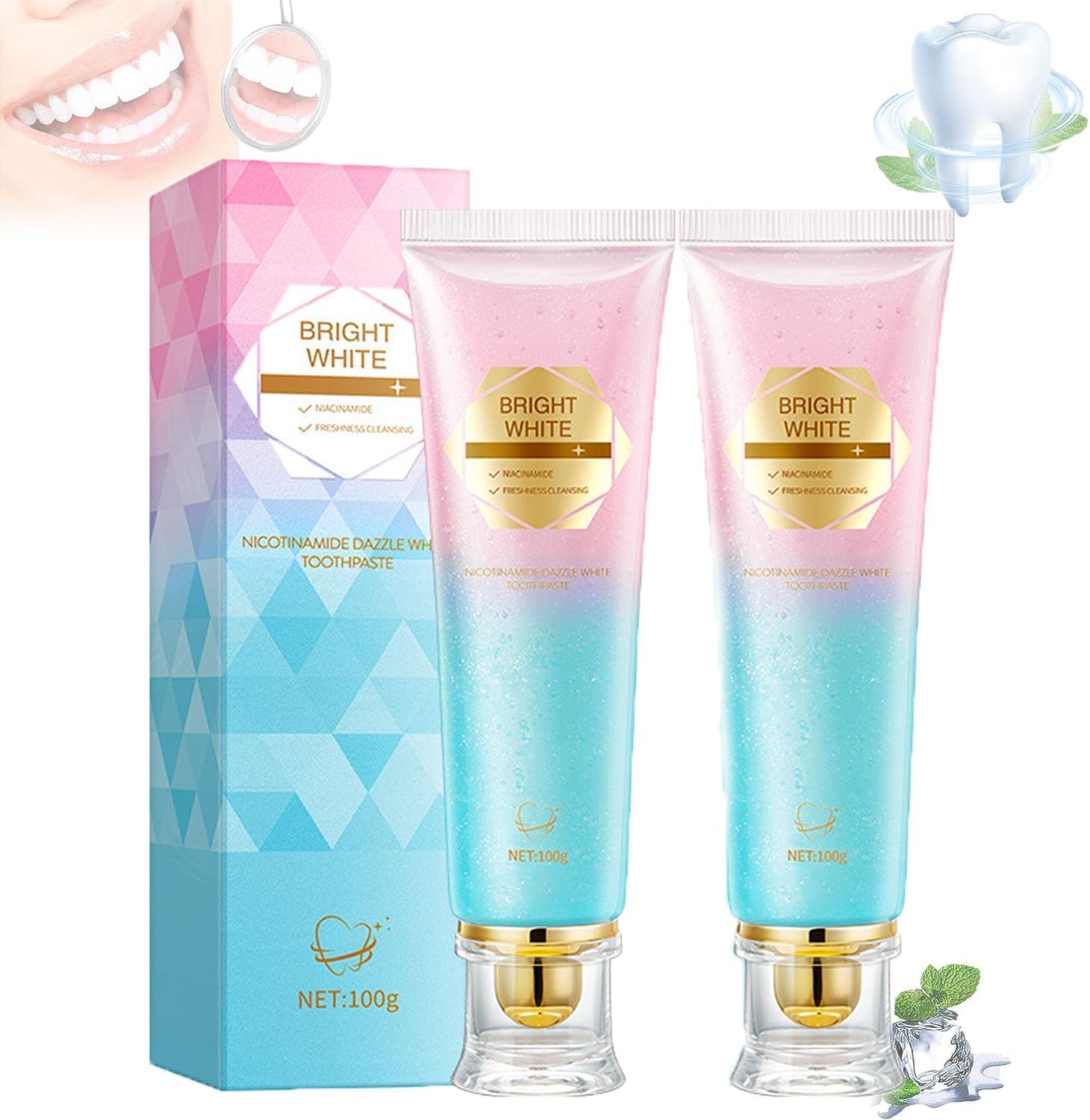 Nicotinamide Whitening Toothpaste, Intensive Teeth Whitening Toothpaste, Stain Removal Natural, Complete Care, Enamel Repair, Fresh Breath, Protect and Bright Teeth (2)