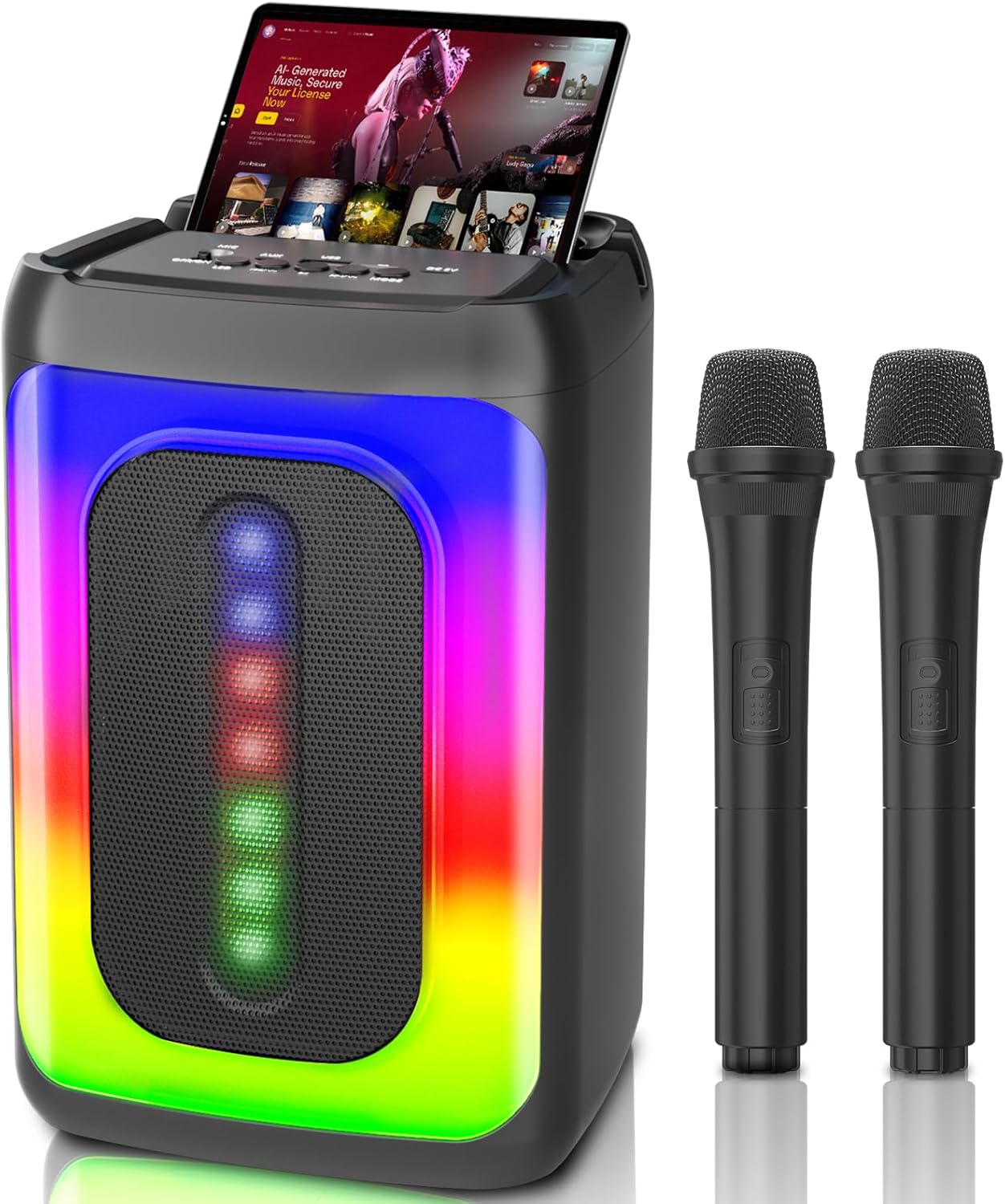 Karaoke Machine 2 Microphones for Adults Kids: Portable Karaoke Machine with Karaoke Wireless Microphones - Mini Karaoke Speaker for Gift Home Party Car - Support Bluetooth, TF Card/USB, AUX