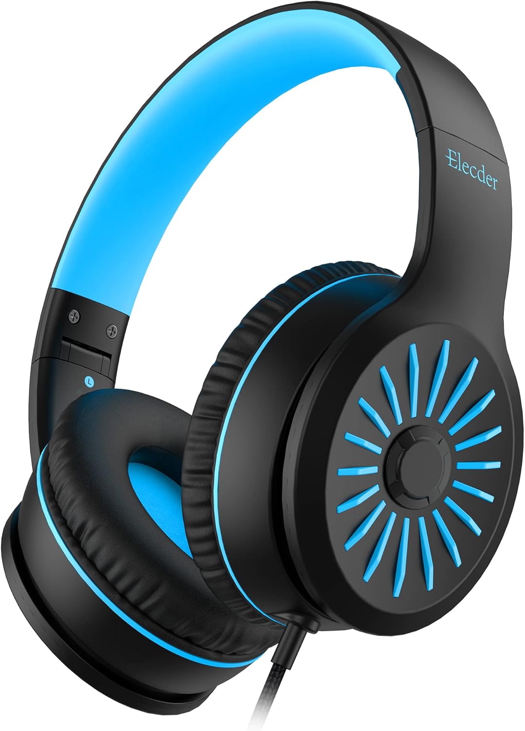 ELECDER i45 On-Ear Headphones with Microphone, Foldable Stereo Bass, 1.5M No-Tangle Cord, 3.5MM Jack, Portable Wired Headphones for School, Kids, Teens, Smartphones, Tablet, Travel - Black