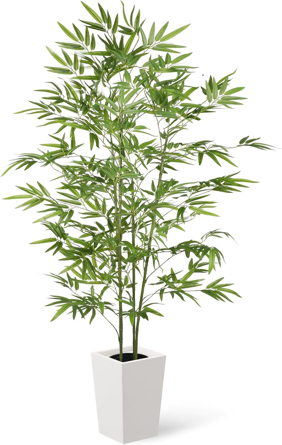 YOLEO 6FT Artificial Bamboo Tree with White Tall Pot Indoor | Lifelike Faux Silk Tree for Homes & Offices Decor 180cm