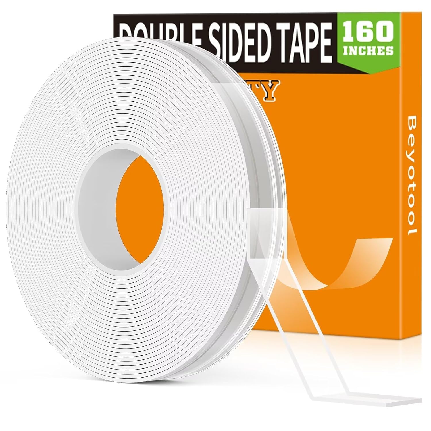 Double Sided Tape Heavy Duty, Double Sided Nano Mounting Tape (160 INCH), Clear Two Sided Adhesive Tape, Removable Picture Hanging Wall Tape Strips, Carpet Decor Poster Tape for Home Office Outdoor