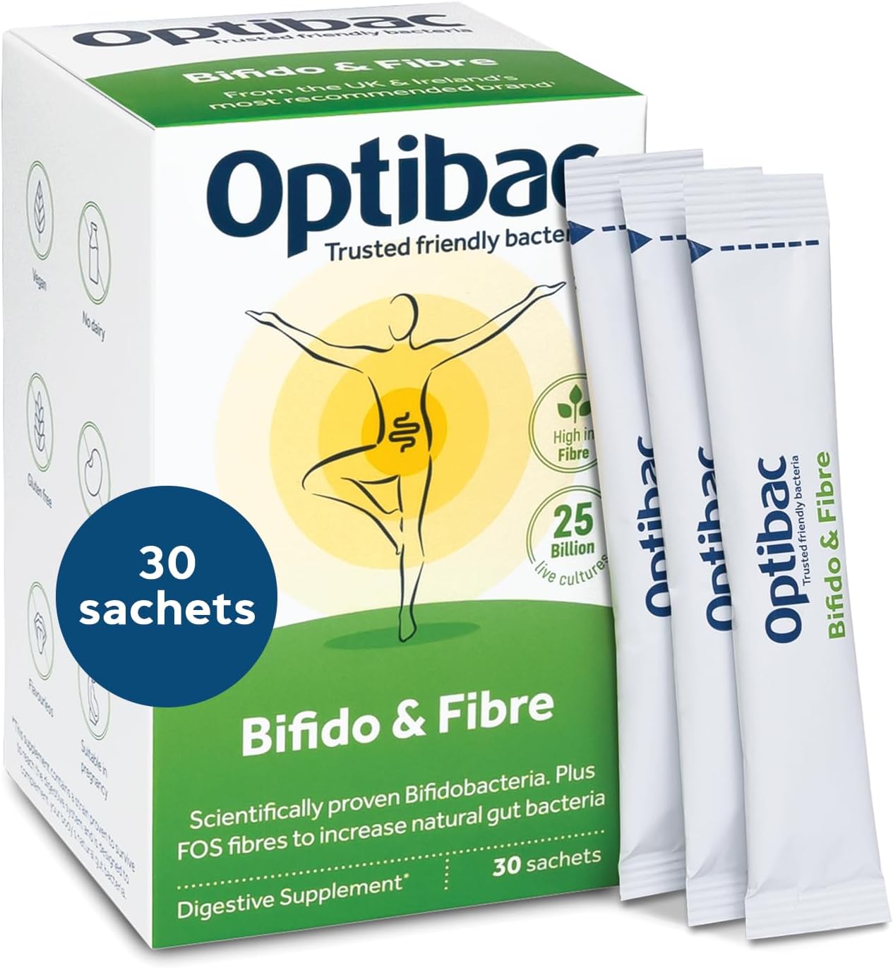 OptiBac Probiotics Bifidobacteria & Fibre, Pack of 30 Sachets