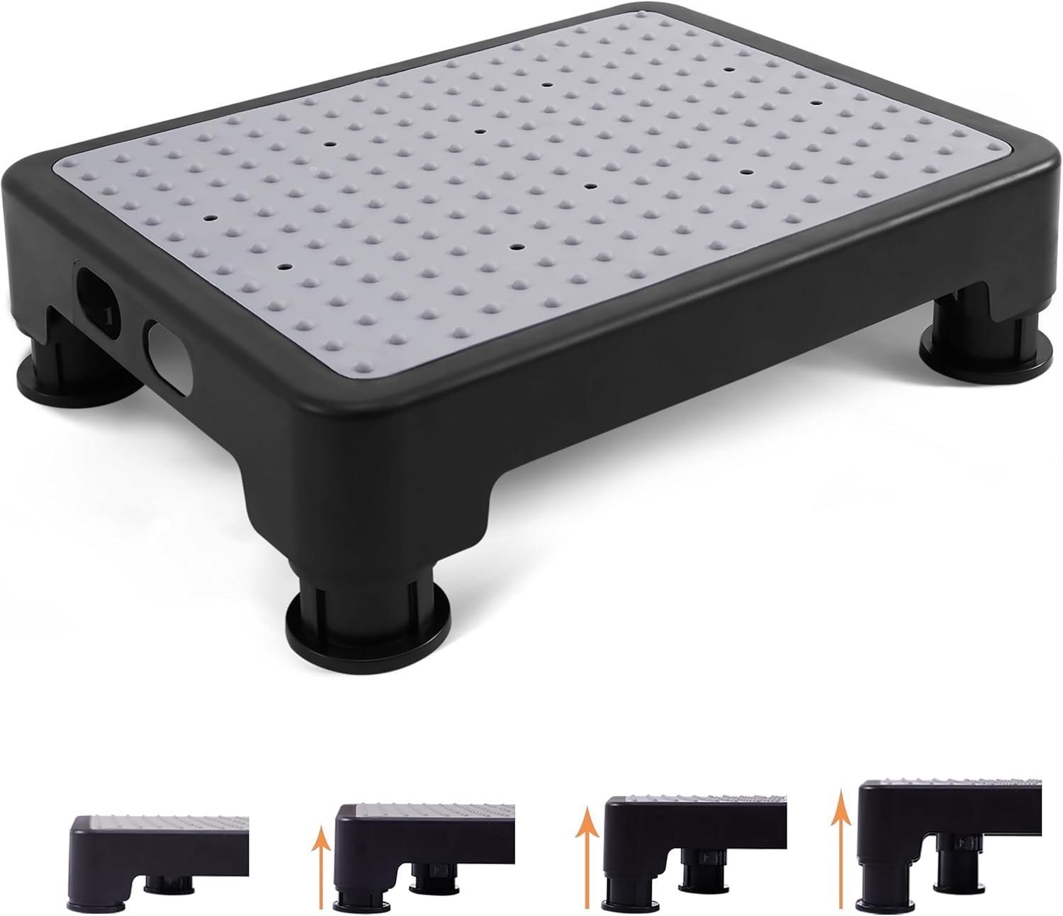 CHIKILLA Adjustable Step Stool for Adults Kids and Senior, Non-slip Step Platform Indoor and Outdoor for Pregnant Woman, Portable Stair Assist for Kitchen, Car, Bedside and Shower, Black-Gray, 3.4-5In