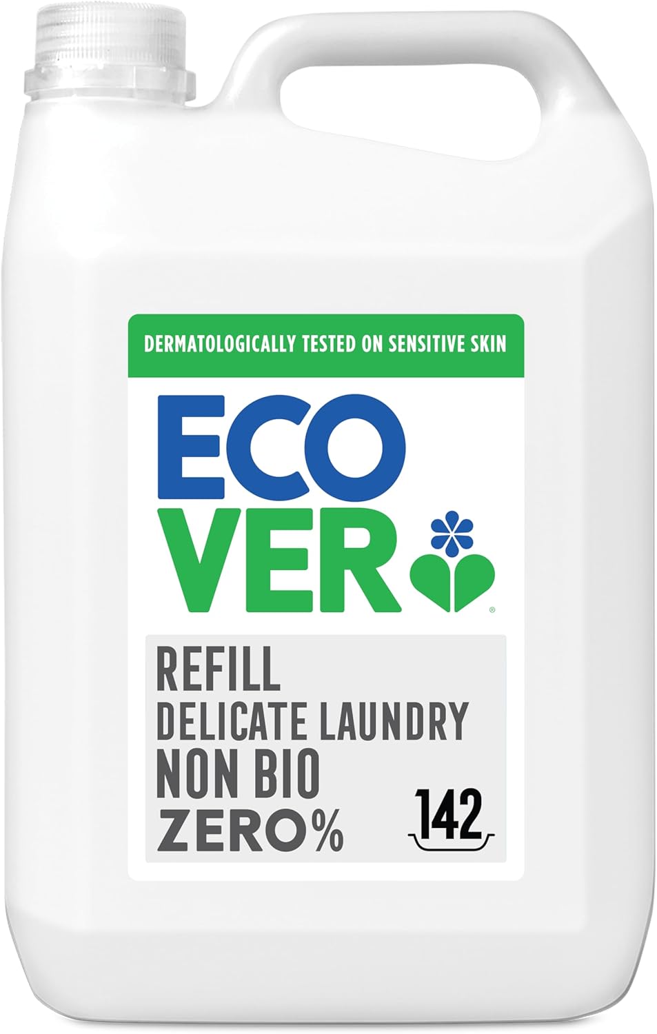 Ecover Zero Non-Bio Laundry Detergent Refill, For Sensitive Skin, Baby Laundry Washing Liquid, 142 Washes, 5L