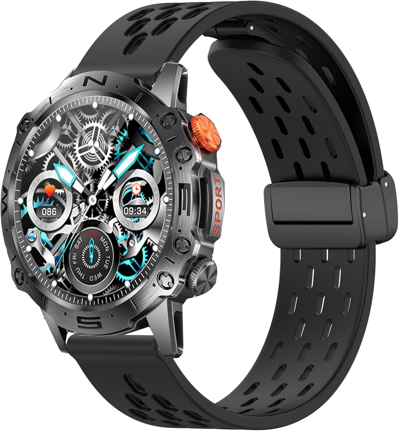 Compatible for ESFOE ST19 Military Smart Watch Band, Lamshaw 22mm Breathable Soft Silicone Sport Band with Magnetic Butterfly Clousure Replacemet Straps Compatible with LIGE ST19, ESFOE ST19, FOXBOX ST19, FEELNEVER ST19 1.43" AMOLED Military Smart Watch