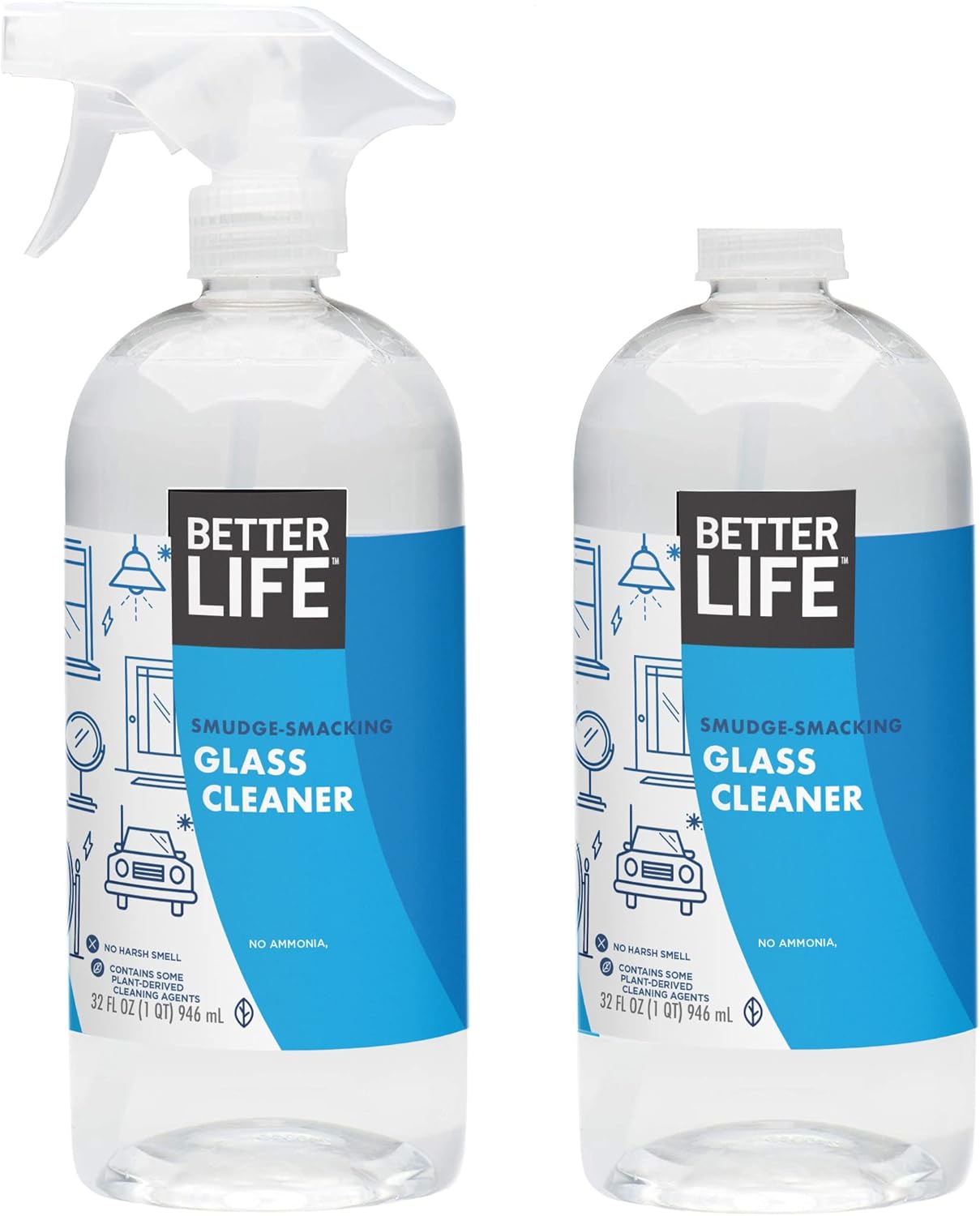 Better Life Natural Streak Free Glass Cleaner, 32 Ounces (Pack of 2), 24425