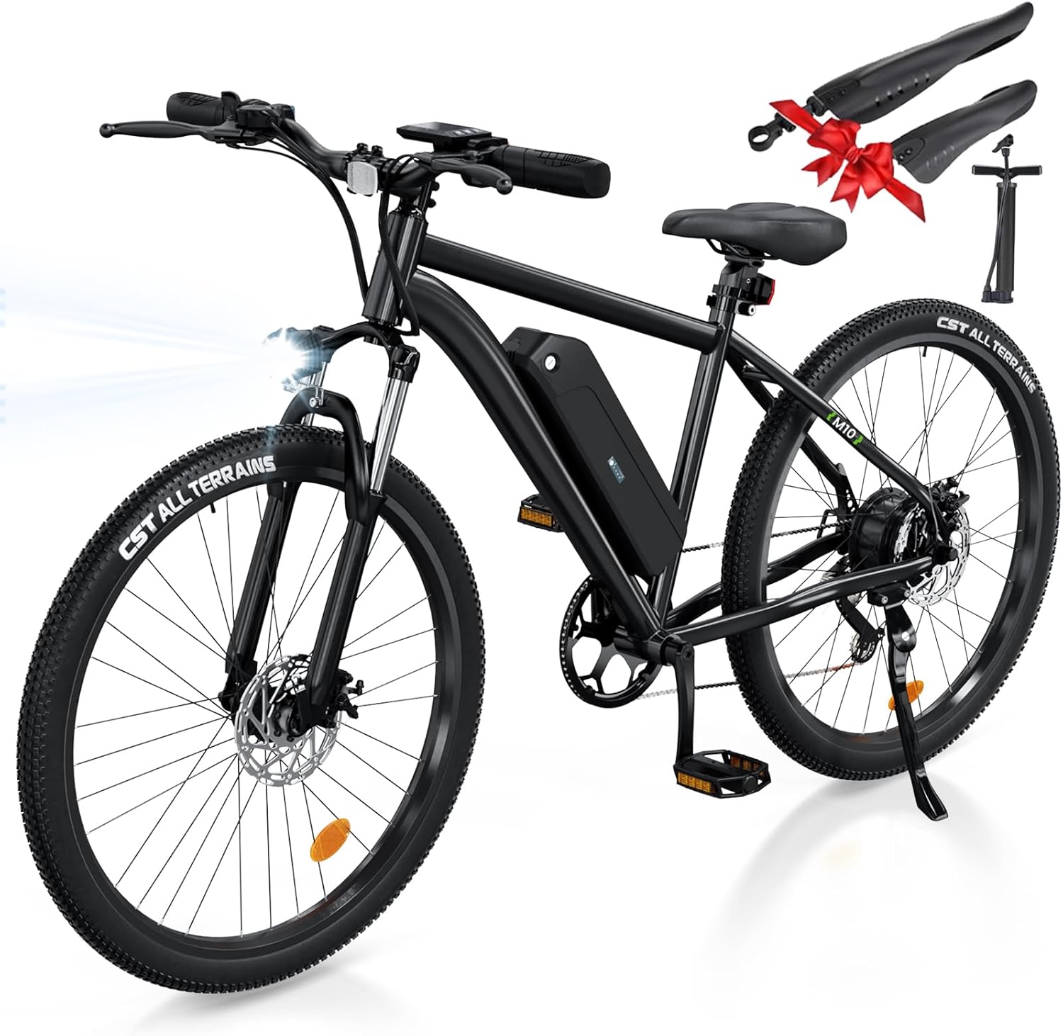 Finbike M10/M10S Electric Bike Adults, 26" Electric Mountain Bicycle with Removable Battery, 60/80 KM Range, 5 Speed Levels & 7-Speed Derailleur, LCD Display, E-Bike for Adults