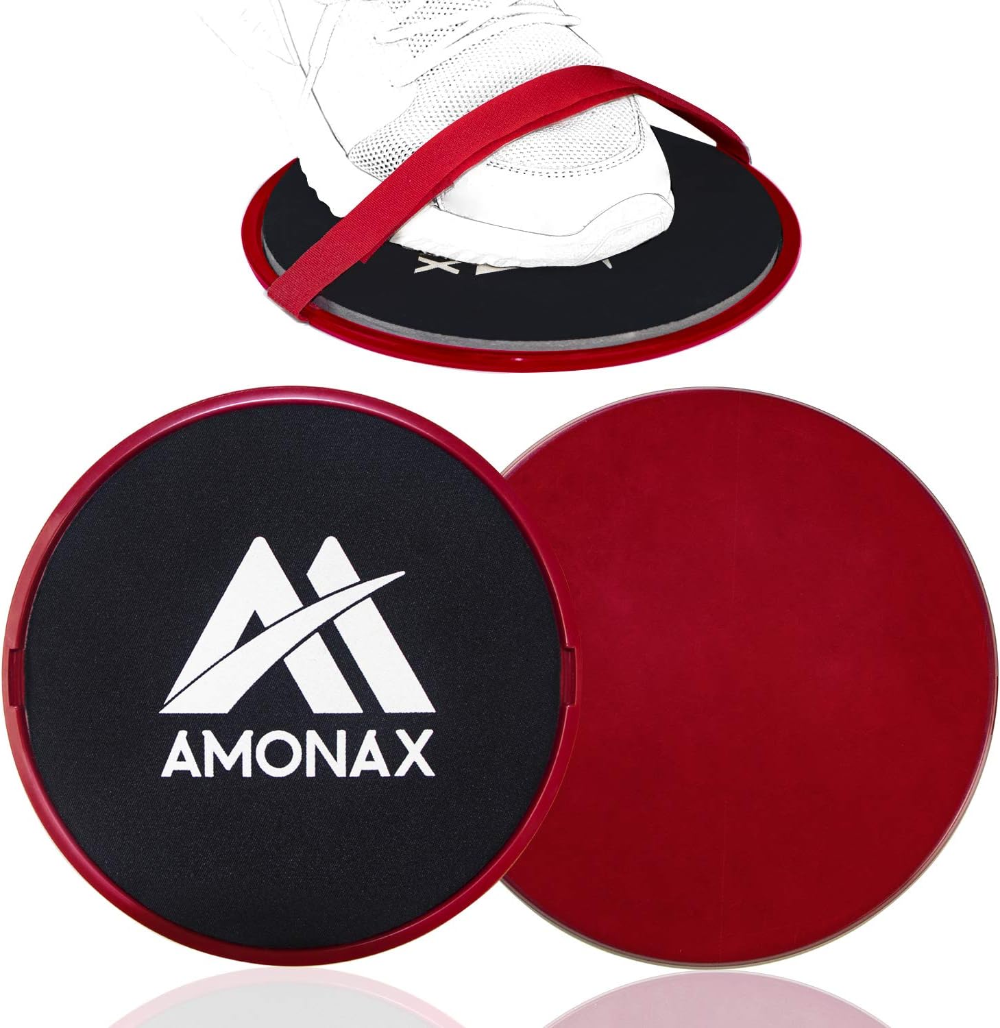 Amonax Core Sliders, Double Sided Gliding Discs with Straps. Ab Gliders for Core Exercise Fitness at Gym & Home, Dual Side Slider Strength Glider Pairs for Carpet, Wood, Tiled Floor