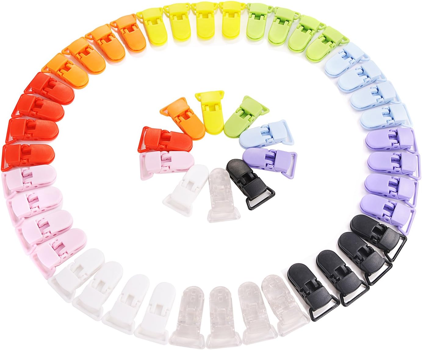 LIHAO 50x Pacifier Clips Holders for Teething Toys Baby Blankets - 10 Colors