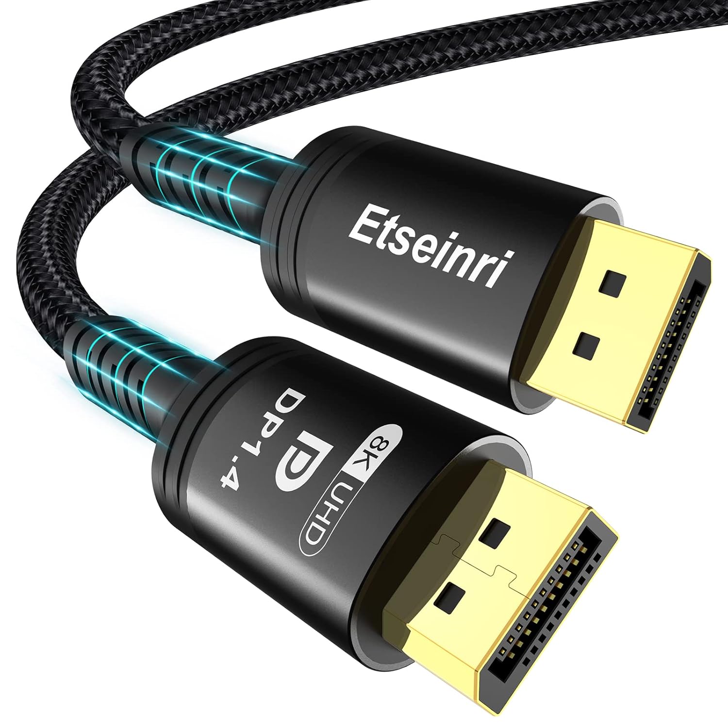 Etseinri DisplayPort Cable 1.4 240Hz 1M, DisplayPort Cable 8K 60Hz 4K 165Hz 144Hz 2K 240Hz, DP to DP Cable Support HDCP DSC1.2 HDR10 G-Sync & FreeSync Display Lead for Gaming Monitor PC HDTV