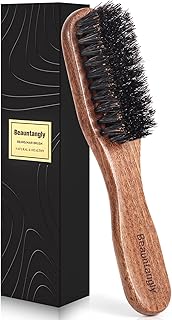 Beard Brush, 100% Real Wild Boar Bristle Walnut Wood Beard & Mustache Comb Brush for Men’s Beard Grooming and Care, Gift for Men to Straighten and Promote Beard Growth