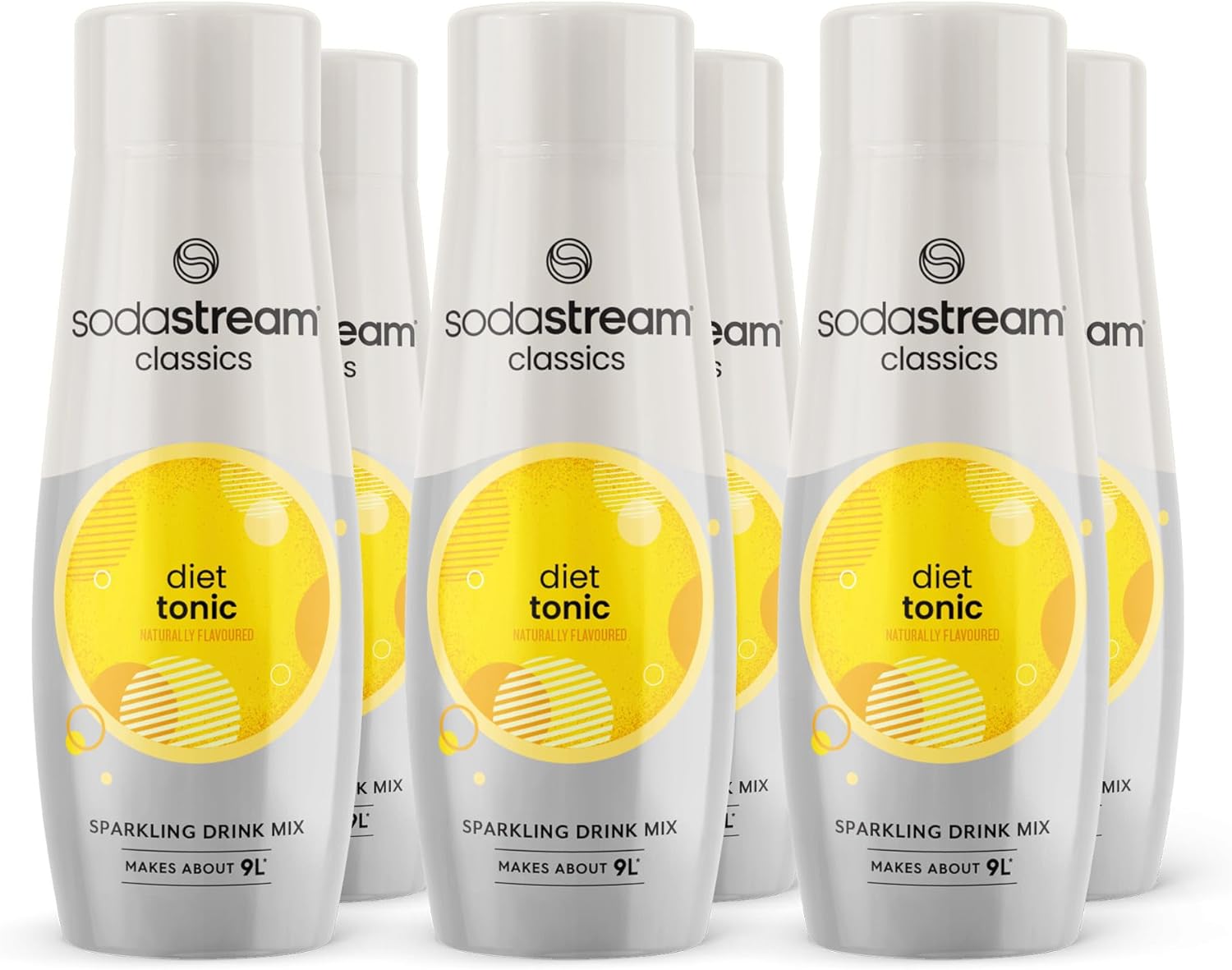 SodaStream Flavours Classic Diet Tonic Mix, Fizzy Drink Maker Concentrate, Aspartame Free SodaStream Syrup, Sparkling Water Flavouring, Slimline Water for Gin & Tonic - 6x 440ml Multi Pack