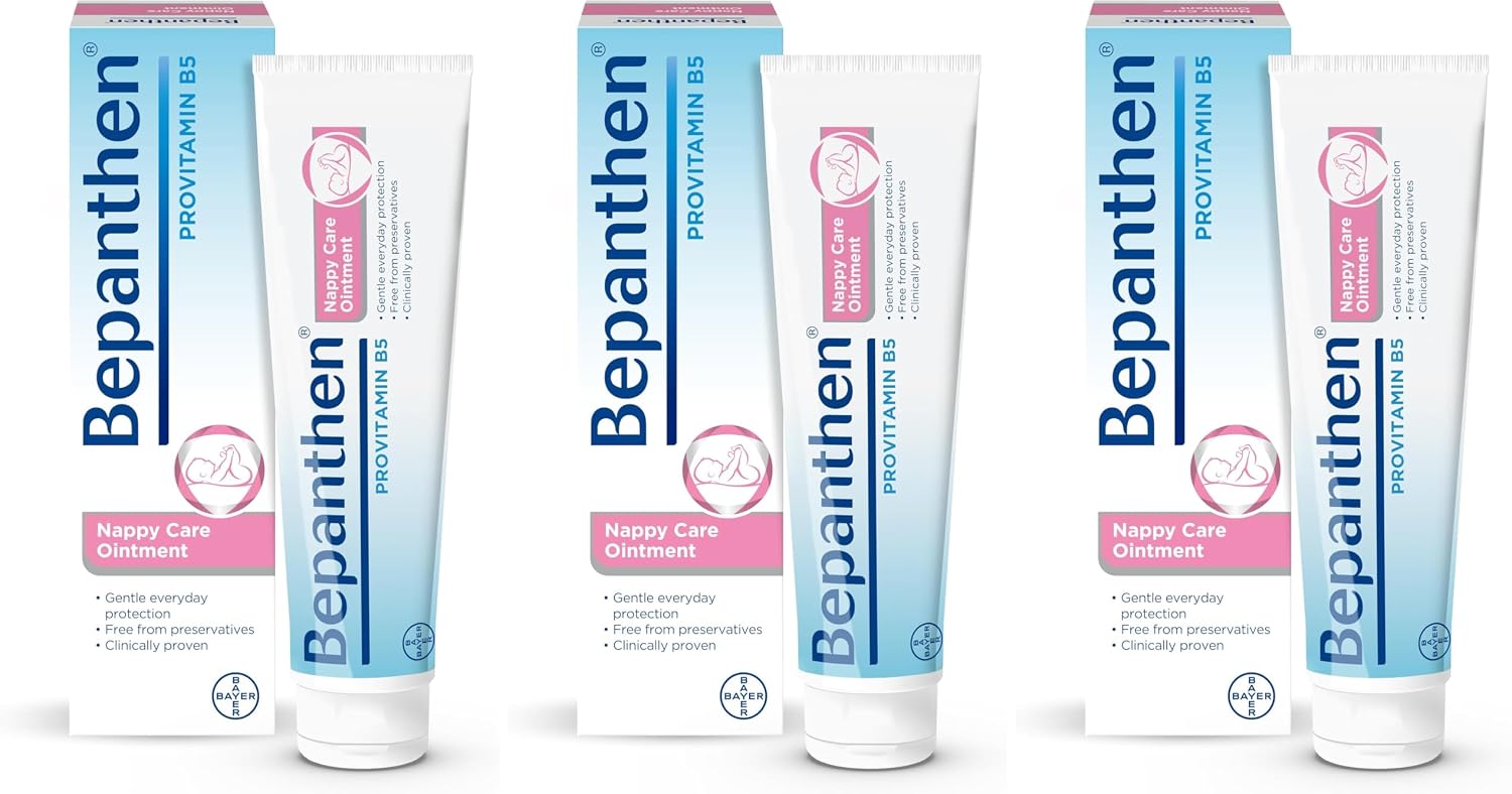 Bepanthen Nappy Care Ointment | Nappy Cream with Provitamin B5 | Suitable for Newborns Skin, 100 g (Packing May Vary). (Pack of 3)