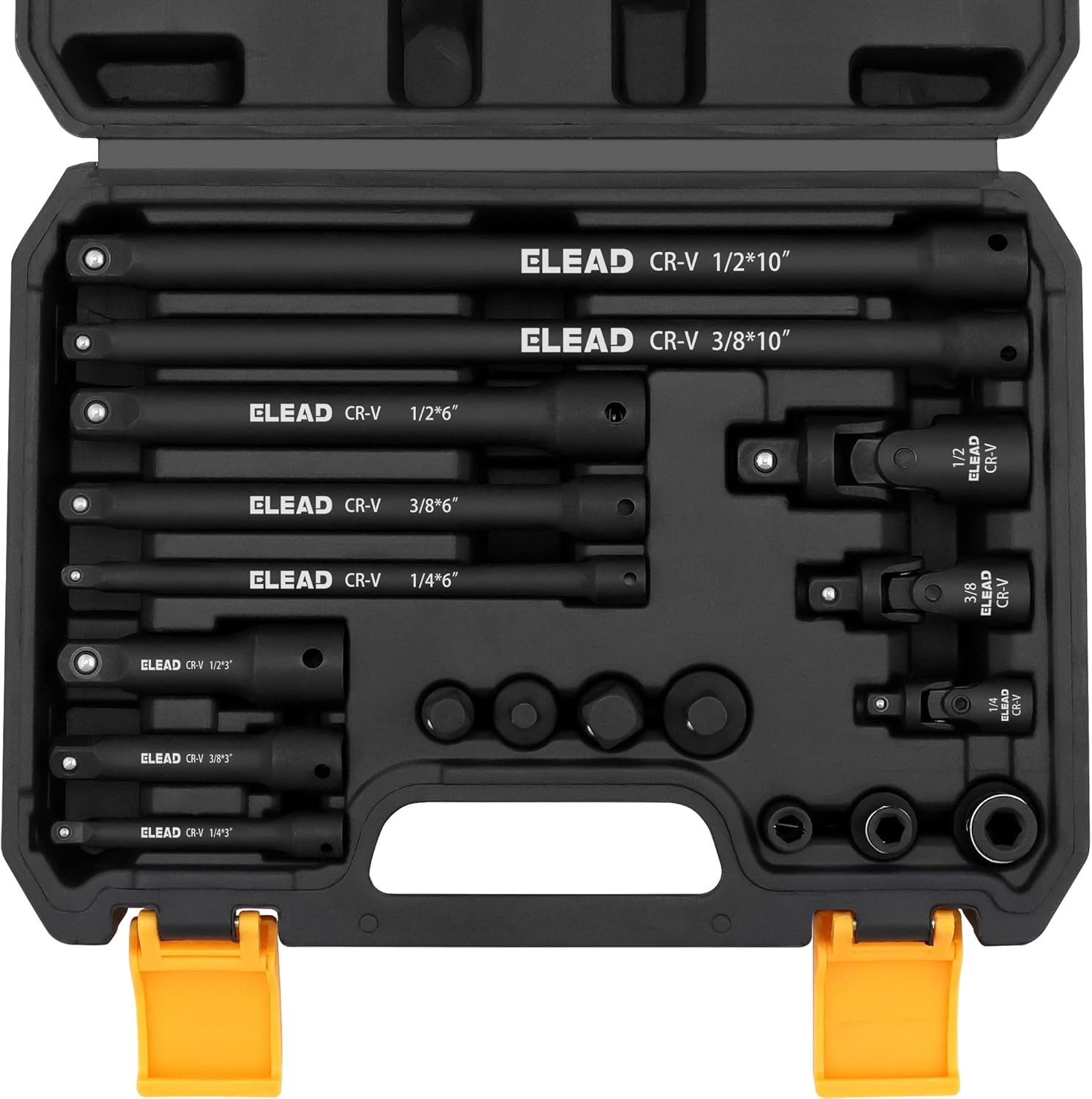 18-Pieces Impact Socket Extension Set: 1/4", 3/8" & 1/2" Drive Socket Extension Bar, Socket Adapter Set, Swivel Universal Joints & Impact Coupler