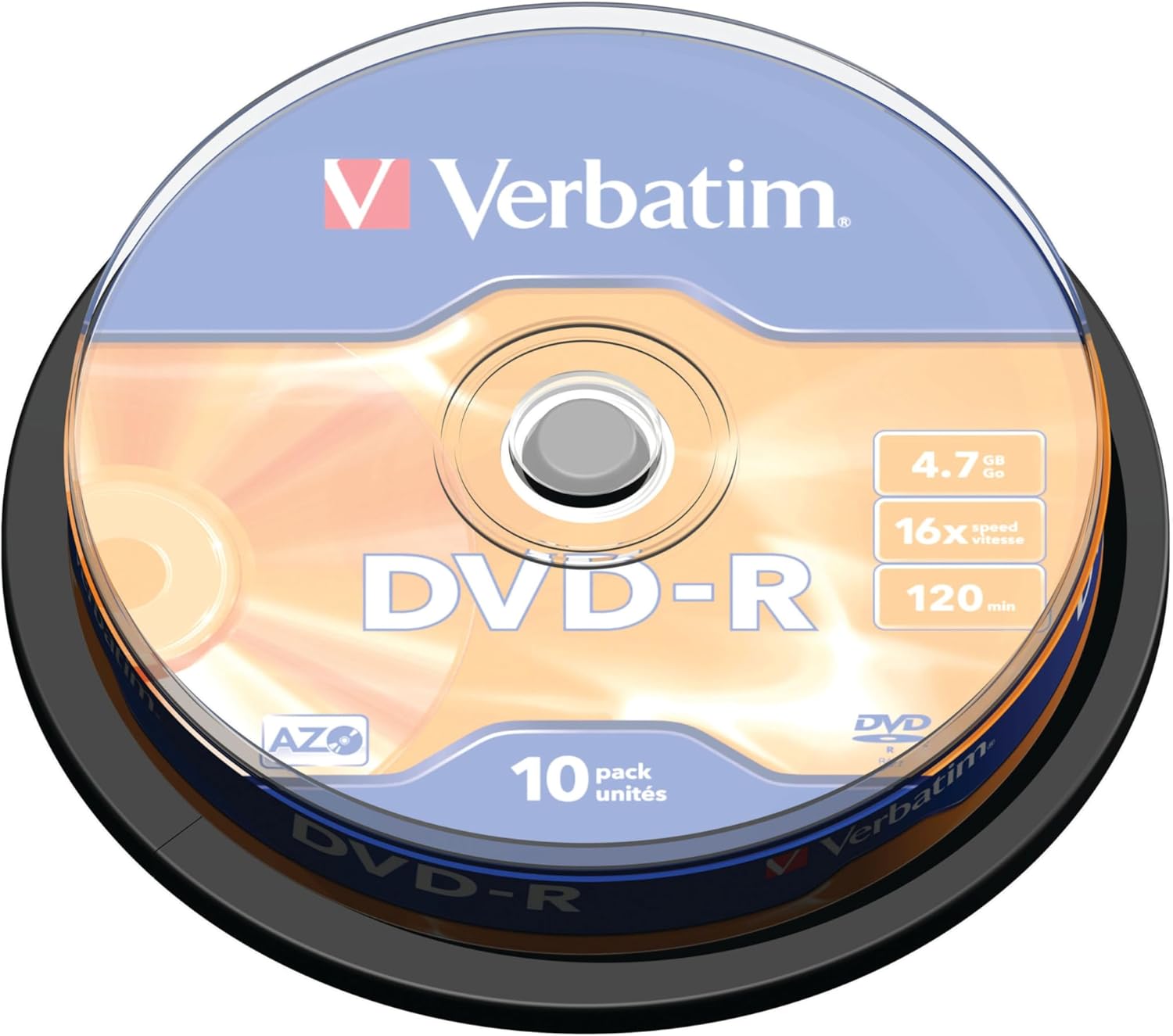 Verbatim 1206432 DVD-R Discs with AZO Protection 10 Spindle Pack, Bulk Pack 10 x DVD-R Blank Discs with Hard Coat Scratch Guard and AZO Protection Against UV, 16x Speed, 4.7 GB