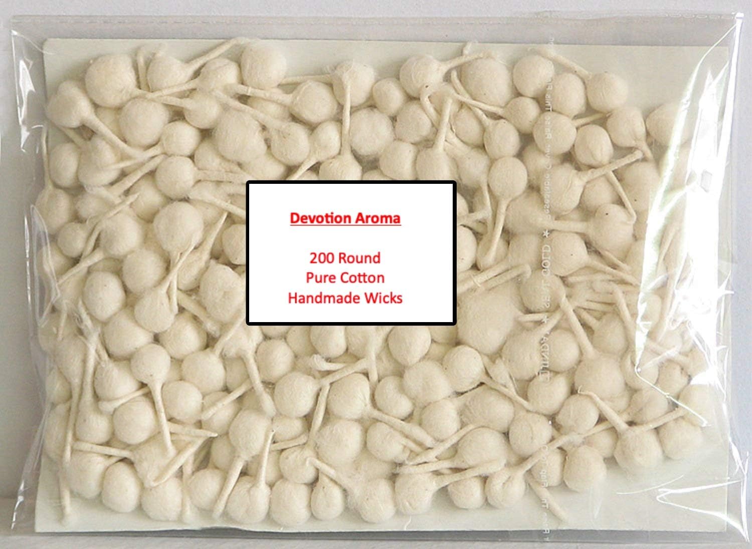 Devotion Aroma Round Pure Cotton Wicks - Every day use, Religous Ceremonies or Oil/Wax Candles, Pooja Jyot Bati, Akhand Oil Lamp Diya Batti Divet, Diwali Navratri Puja Home Lighting -200 Pcs