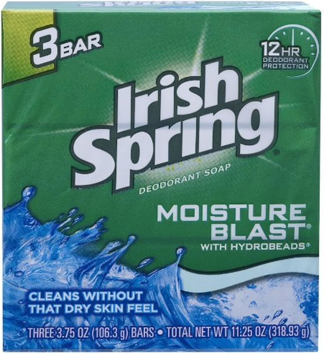 Irish Spring Moisture Blast Deodorant Soap 3 x 120 ml