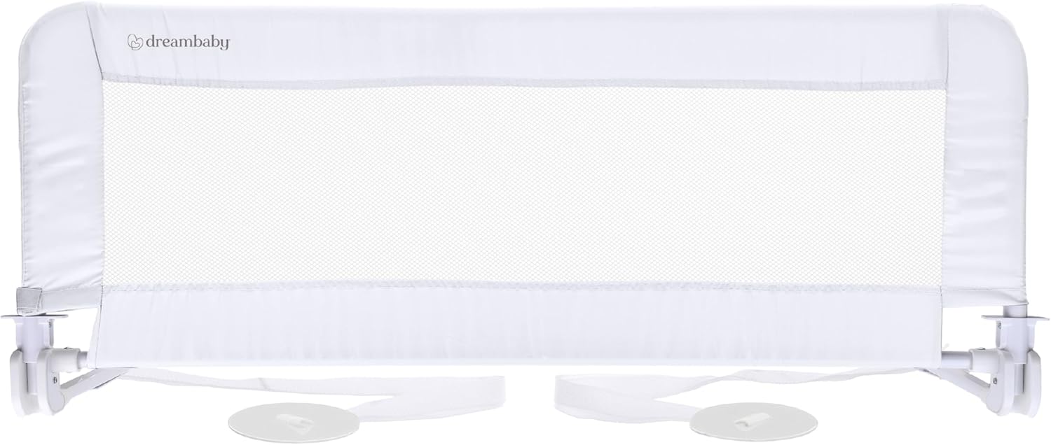 Dreambaby Phoenix Toddler Bed Rail - Foldable & Portable Bed Safety Barrier - Suitable for Flat Bed Bases Up to King Size Mattress - Measures 110cm Wide x 45.5cm Tall - White - Model F719